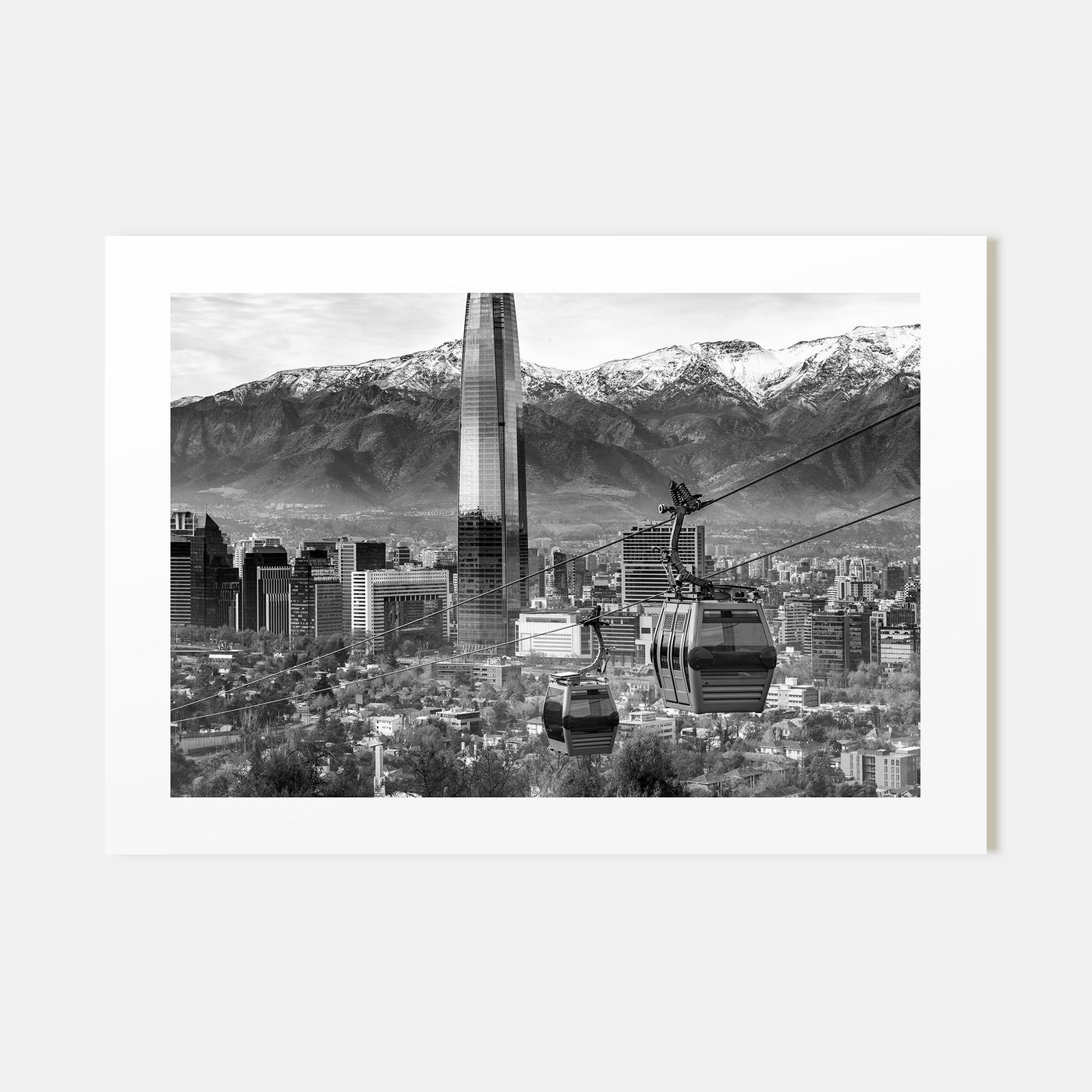 Santiago de Chile Landscape B&W Poster