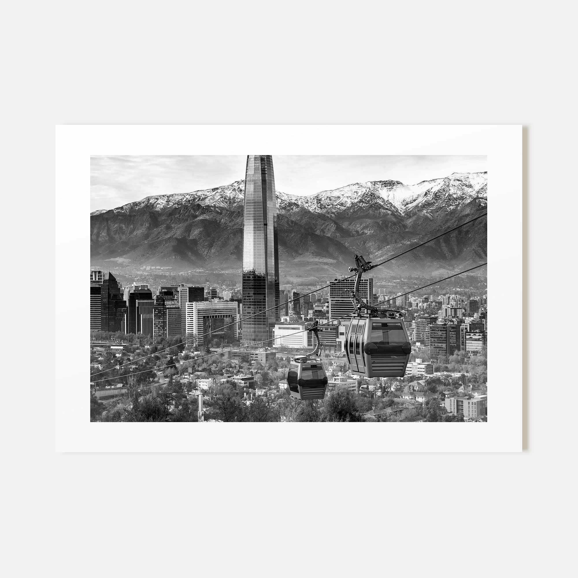 Santiago de Chile Landscape B&W Poster