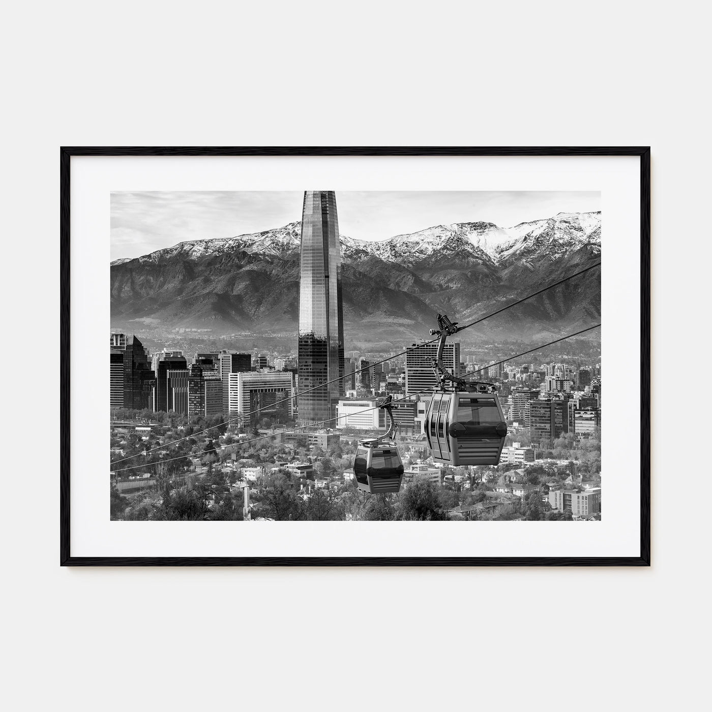 Santiago de Chile Landscape B&W Poster