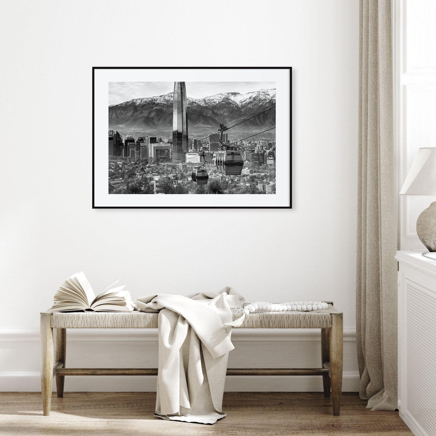 Santiago de Chile Landscape B&W Poster
