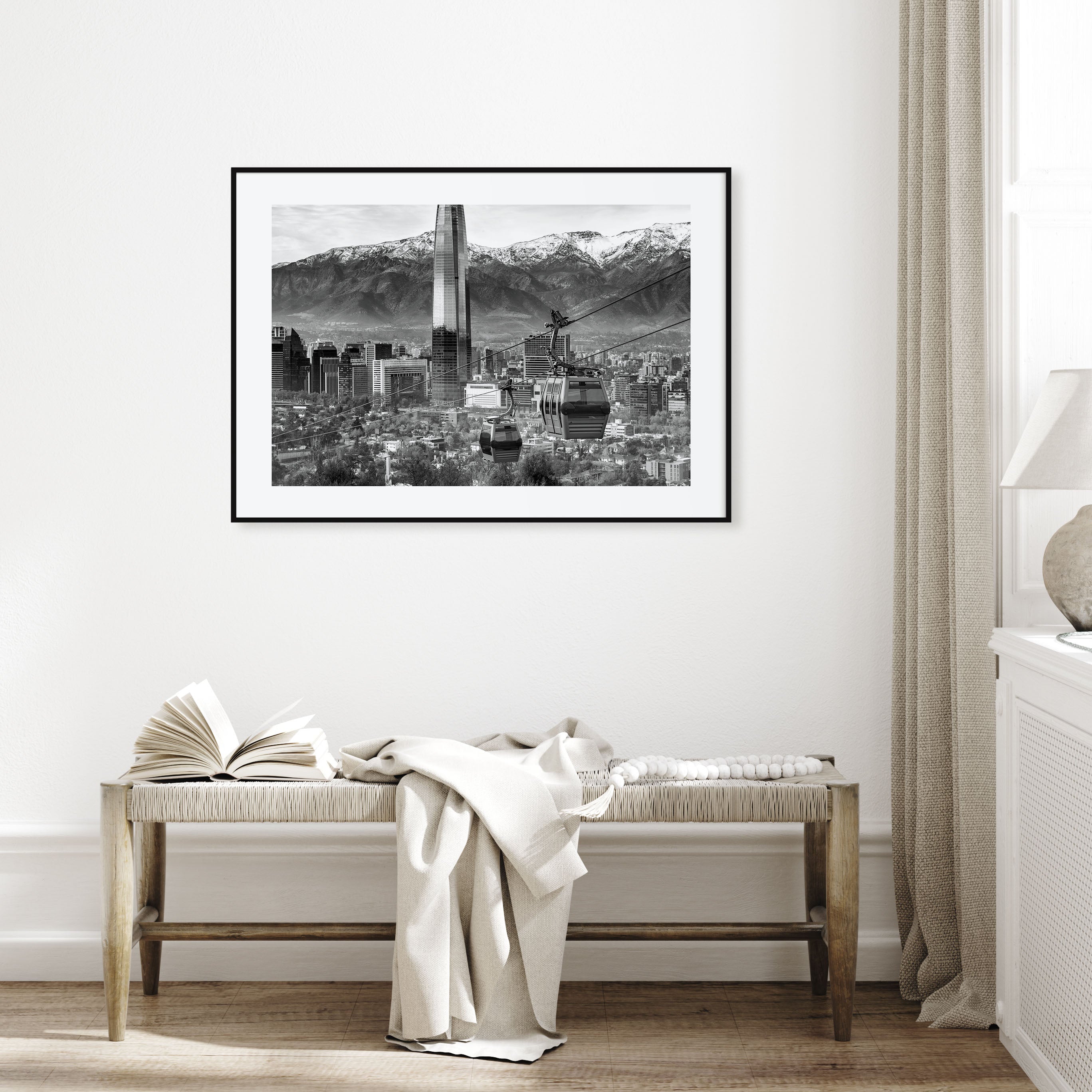 Santiago de Chile Landscape B&W Poster