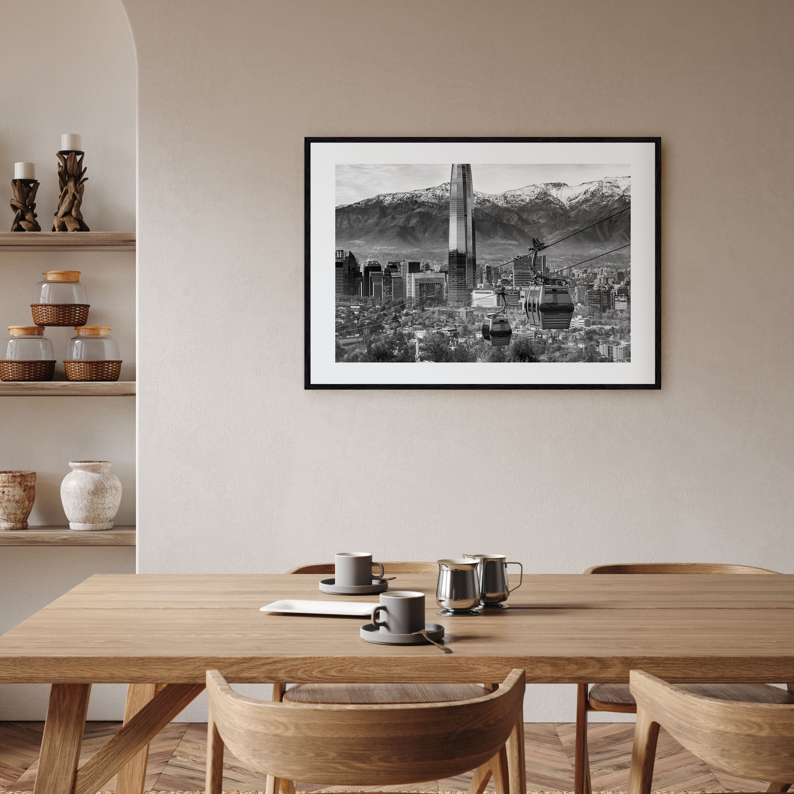Santiago de Chile Landscape B&W Poster
