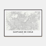 Santiago de Chile Map Landscape Poster