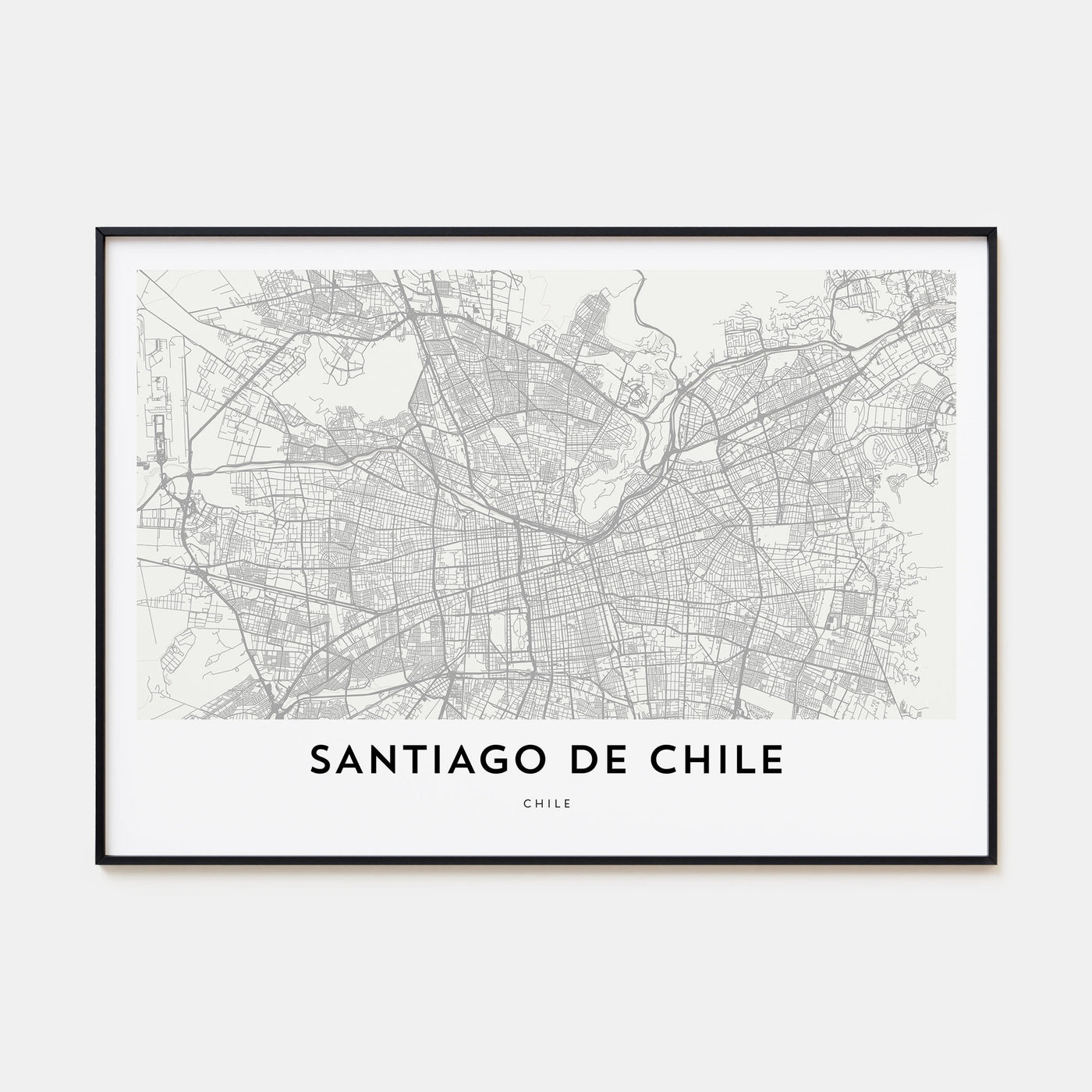 Santiago de Chile Map Landscape Poster