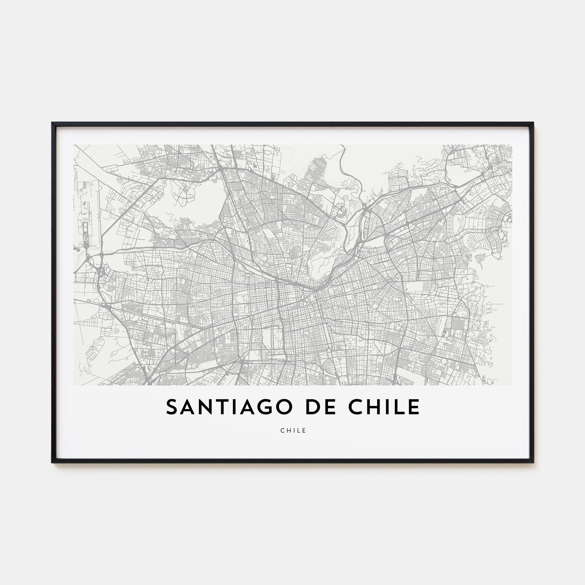 Santiago de Chile Map Landscape Poster