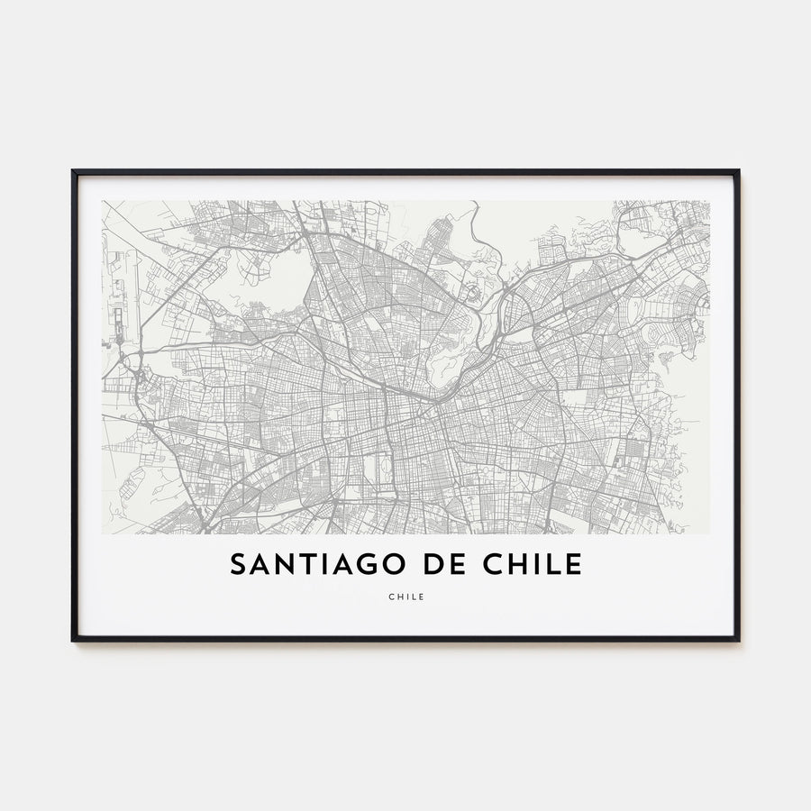 Santiago de Chile Map Landscape Poster