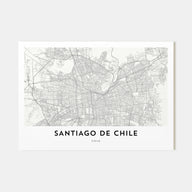 Santiago de Chile Map Landscape Poster