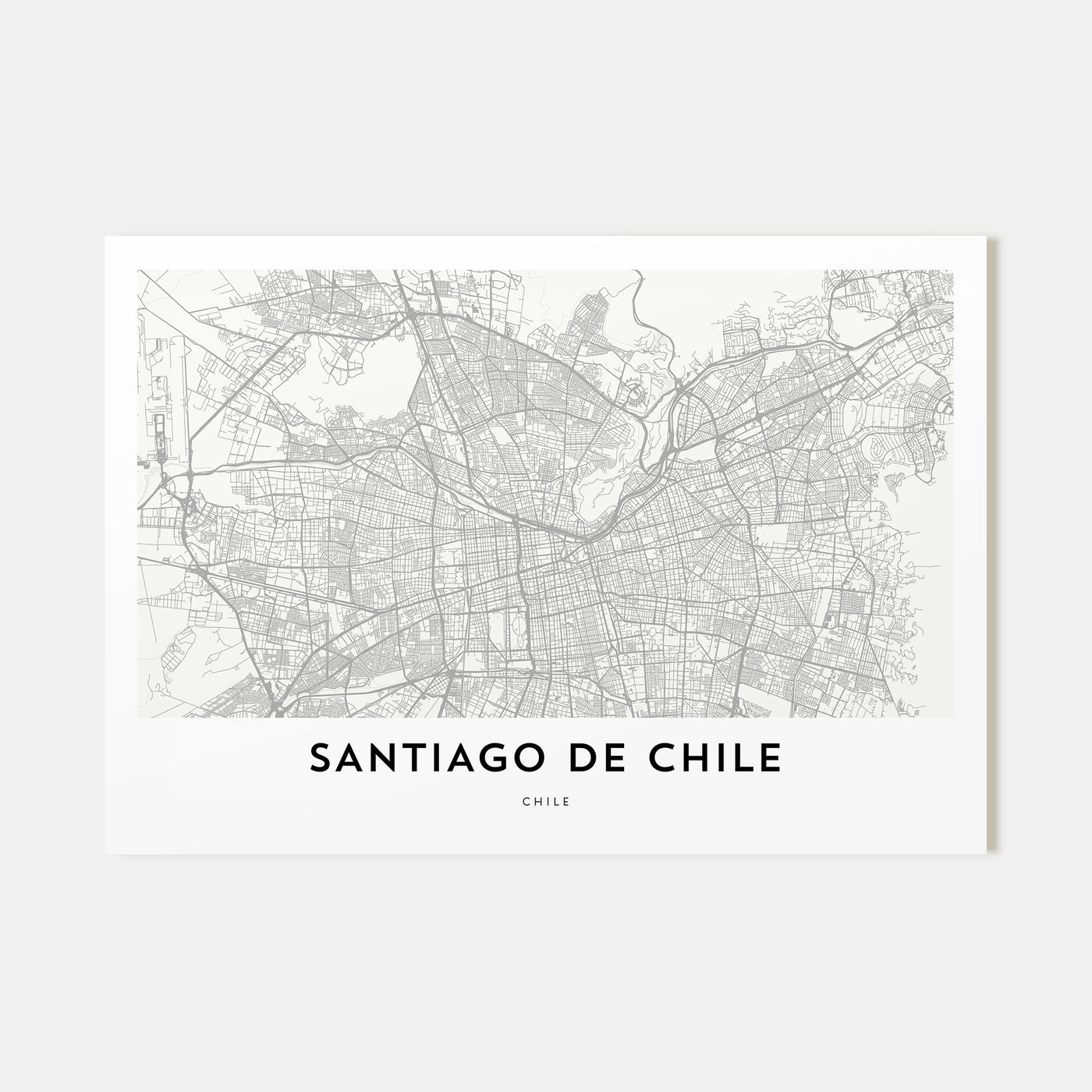 Santiago de Chile Map Landscape Poster