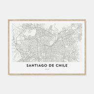 Santiago de Chile Map Landscape Poster