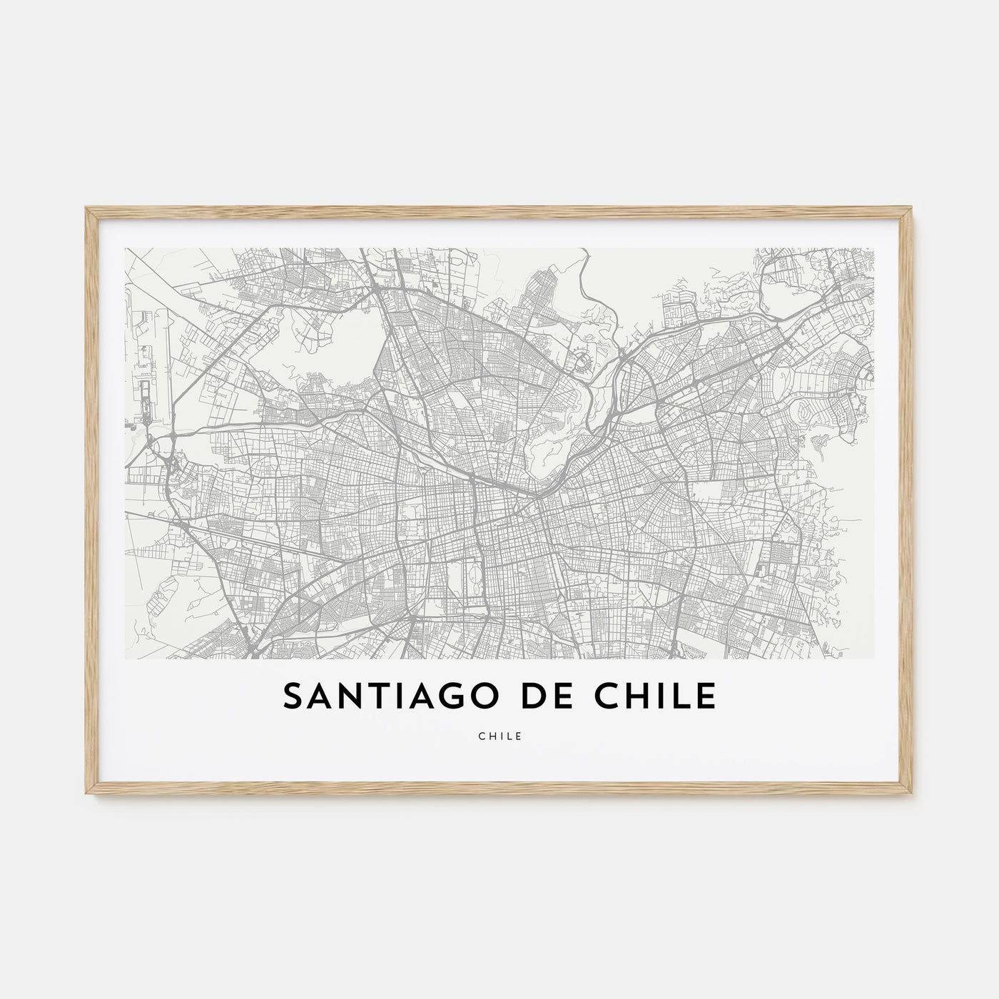 Santiago de Chile Map Landscape Poster