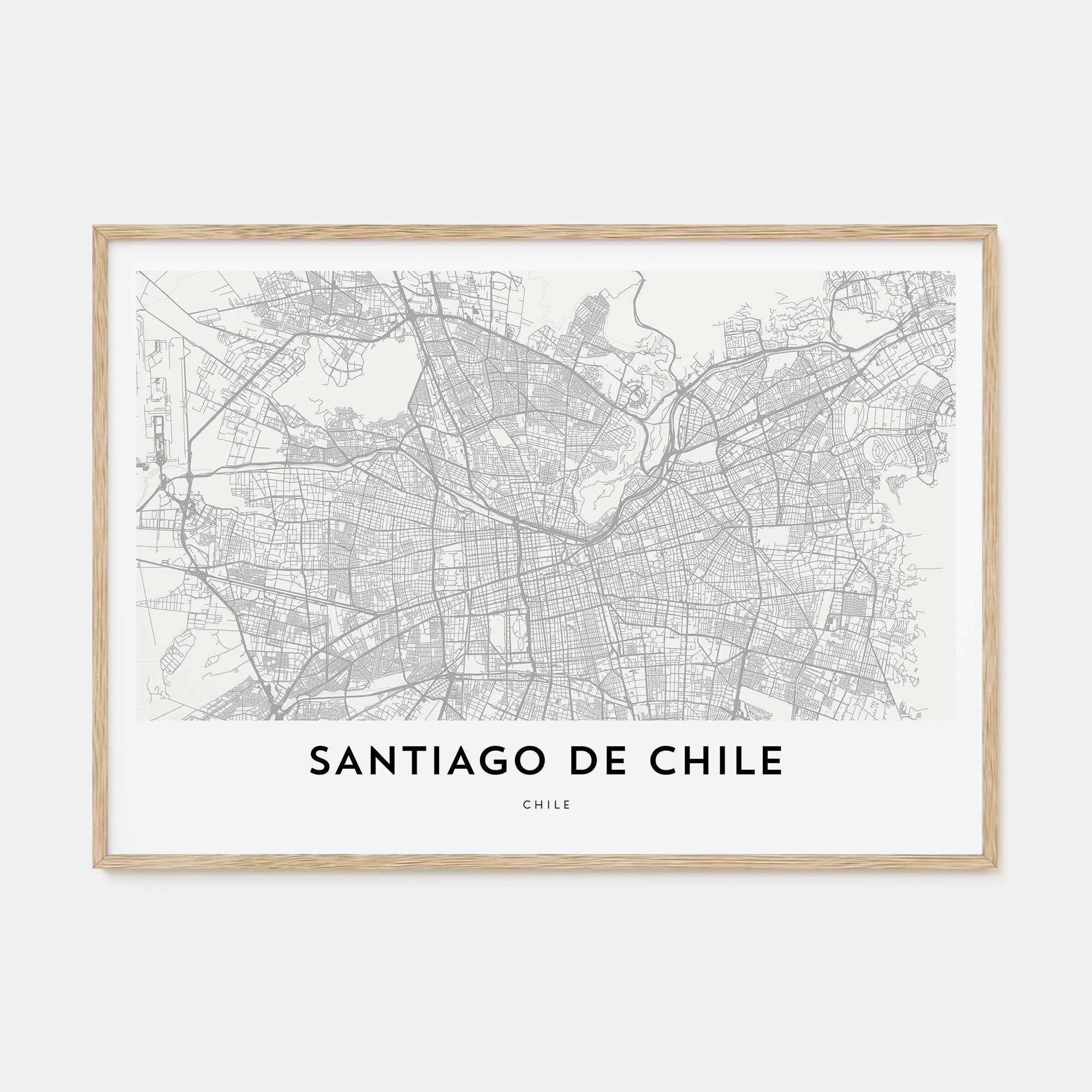 Santiago de Chile Map Landscape Poster