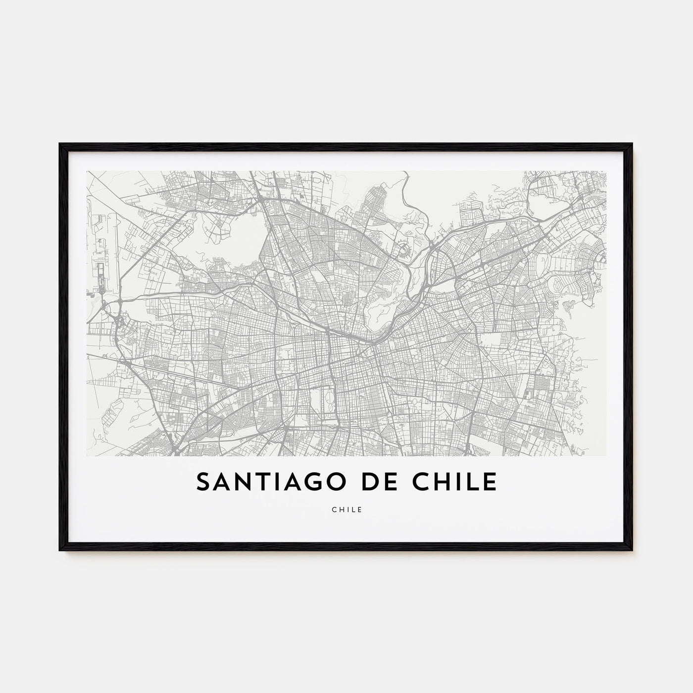 Santiago de Chile Map Landscape Poster