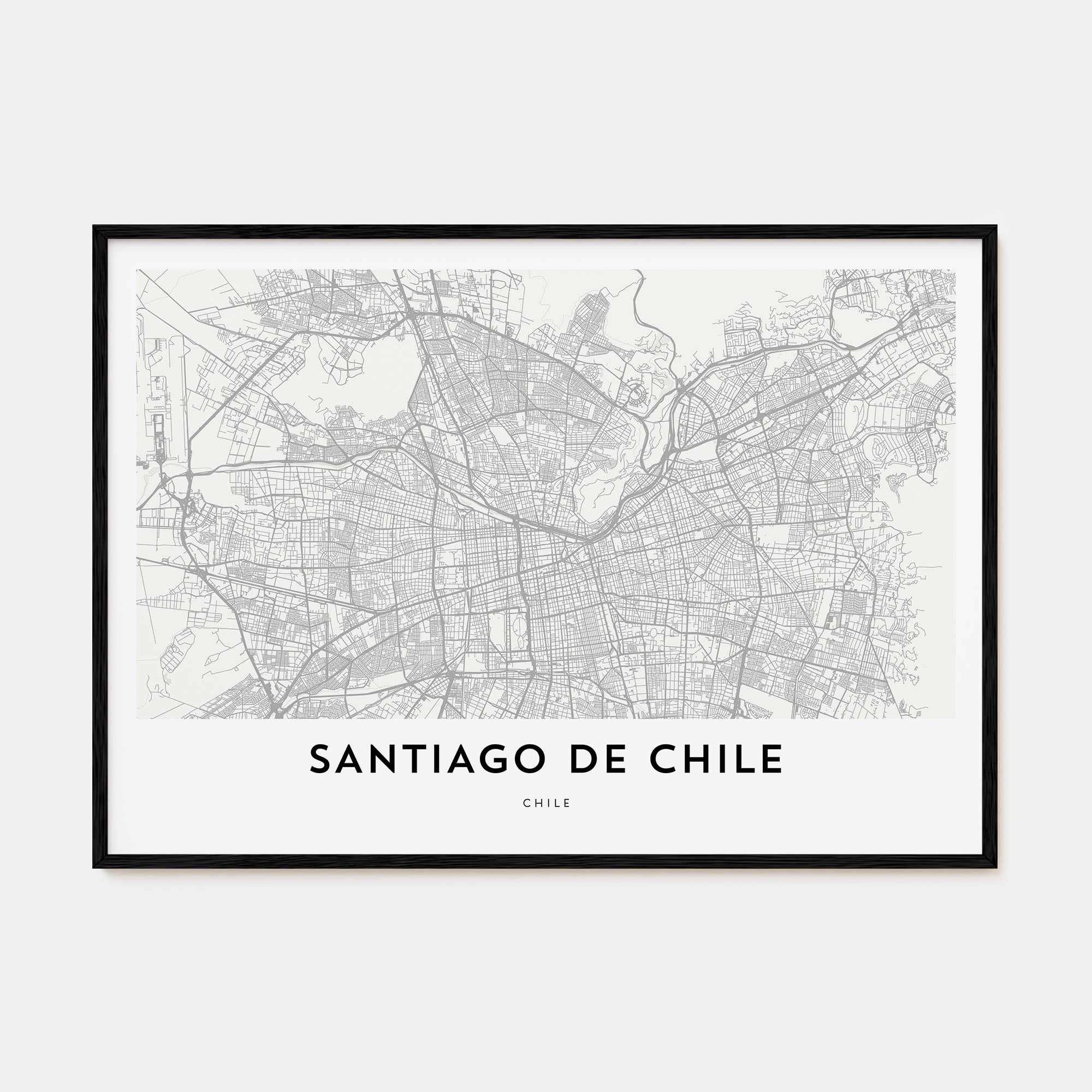 Santiago de Chile Map Landscape Poster