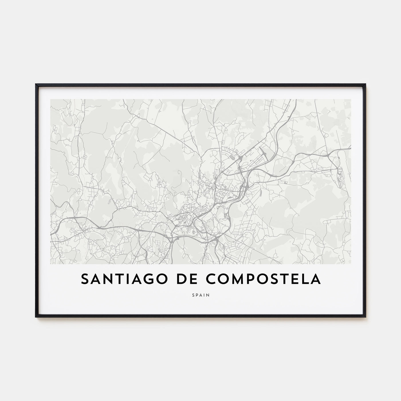 Santiago de Compostela Map Landscape Poster