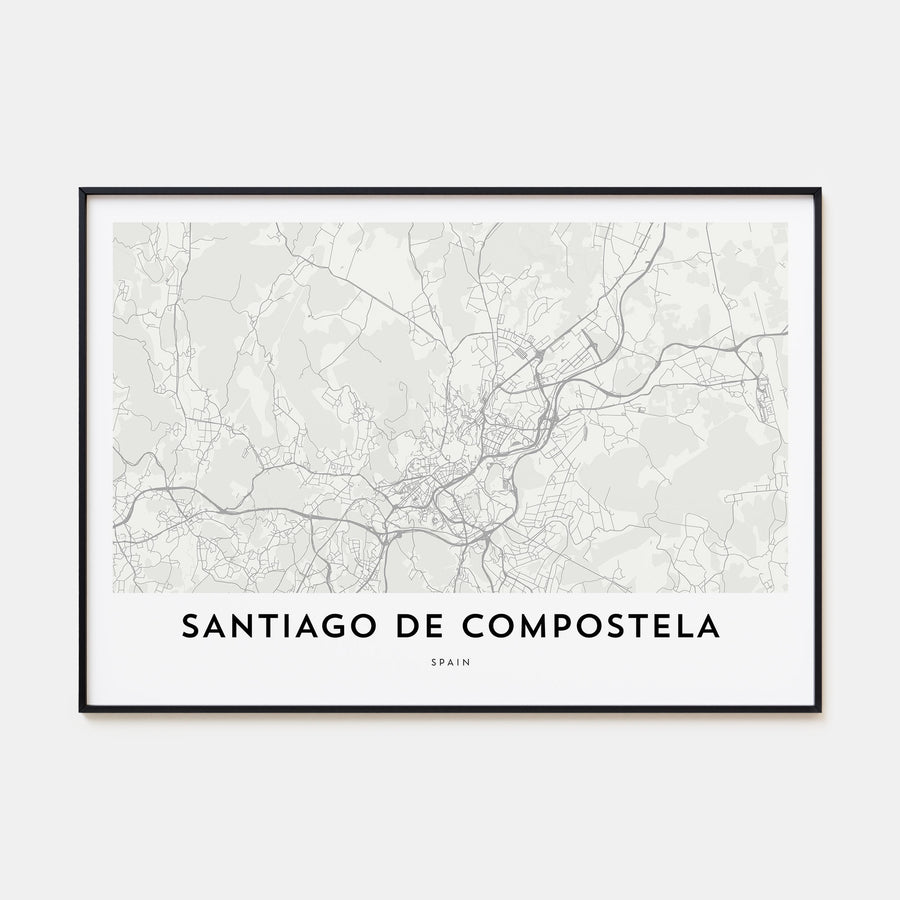 Santiago de Compostela Map Landscape Poster