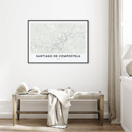 Santiago de Compostela Map Landscape Poster