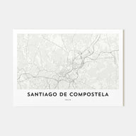 Santiago de Compostela Map Landscape Poster