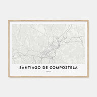 Santiago de Compostela Map Landscape Poster