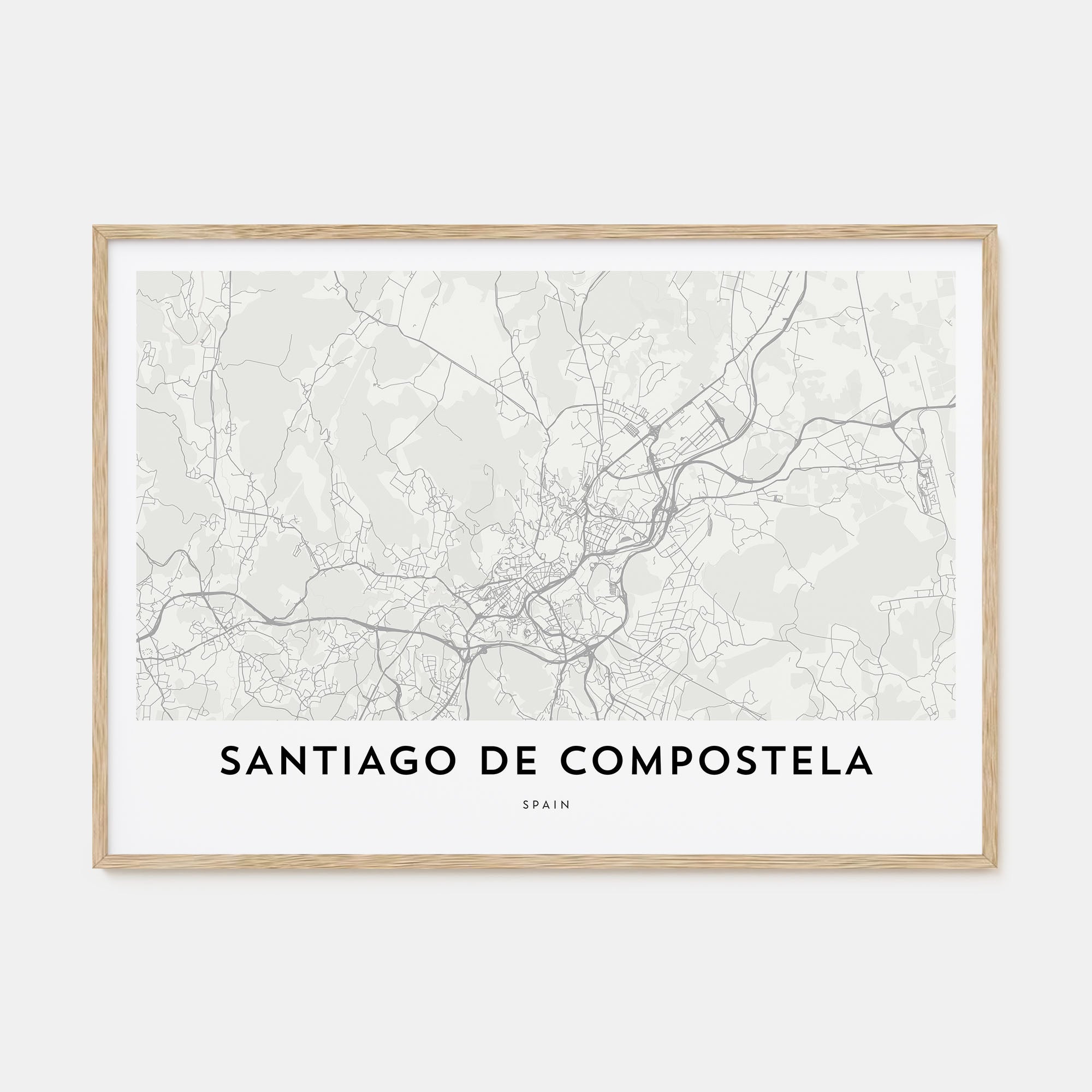 Santiago de Compostela Map Landscape Poster