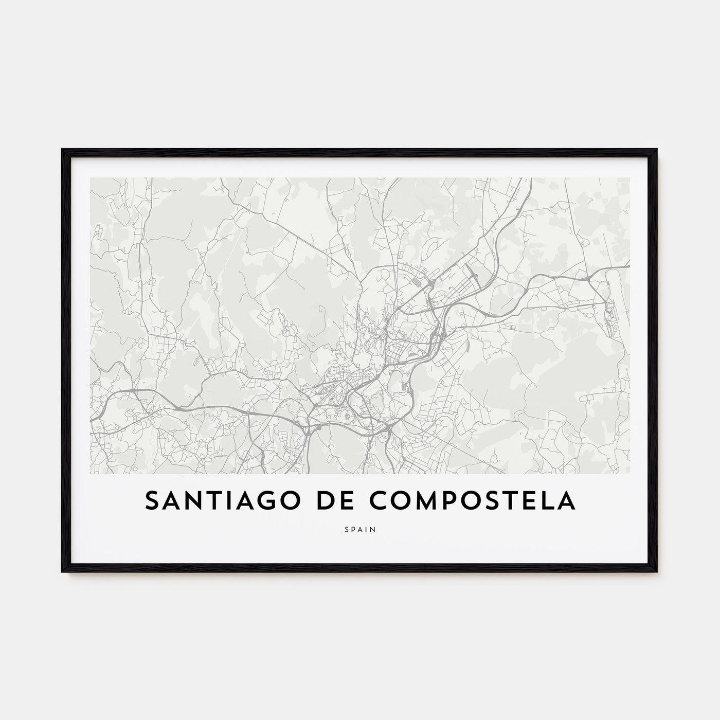 Santiago de Compostela Map Landscape Poster