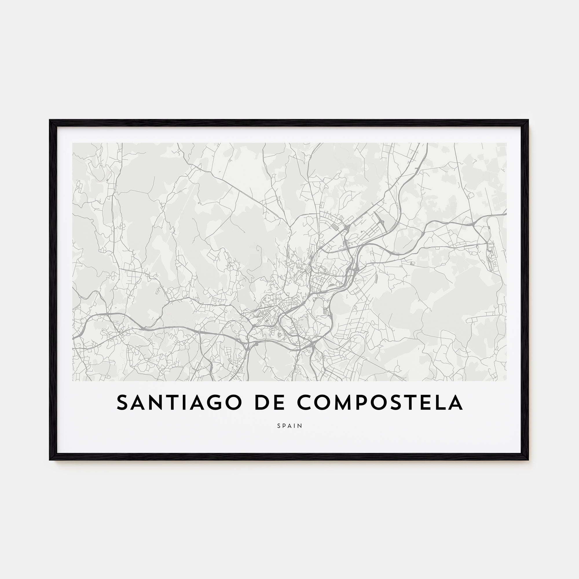 Santiago de Compostela Map Landscape Poster