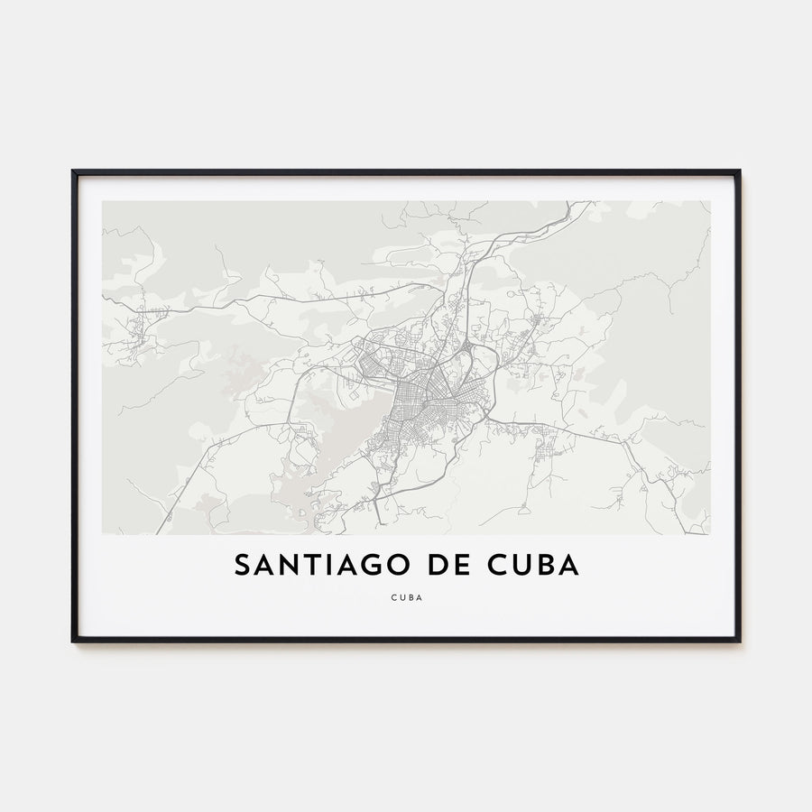Santiago de Cuba Map Landscape Poster