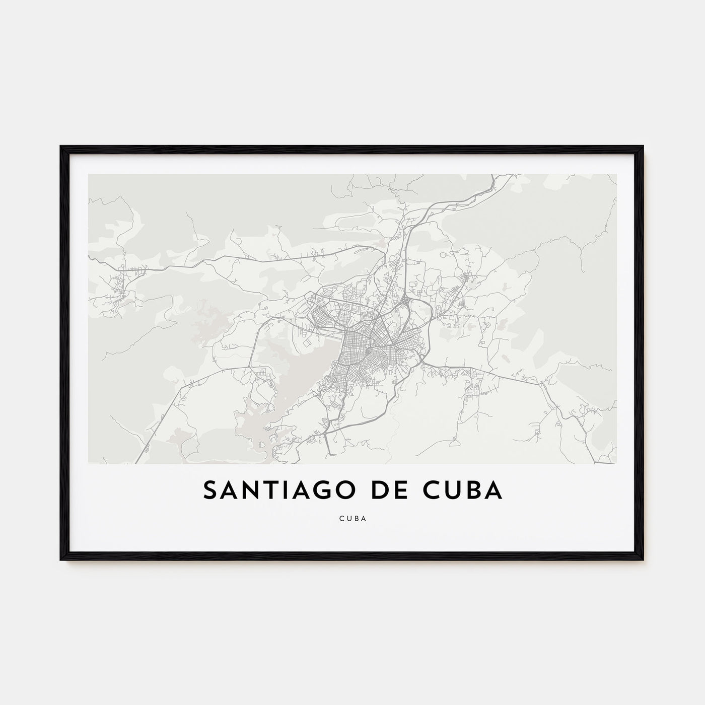 Santiago de Cuba Map Landscape Poster