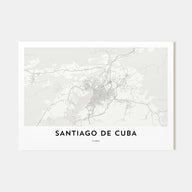 Santiago de Cuba Map Landscape Poster