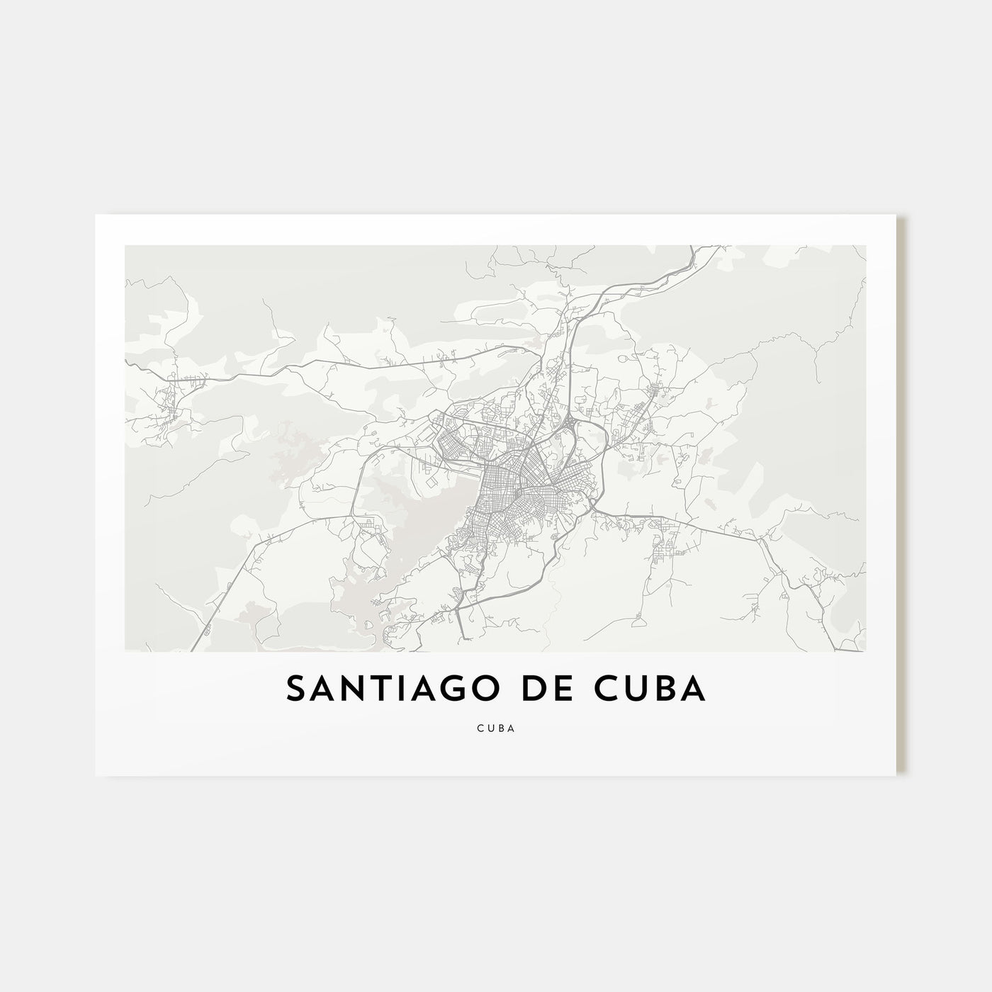 Santiago de Cuba Map Landscape Poster