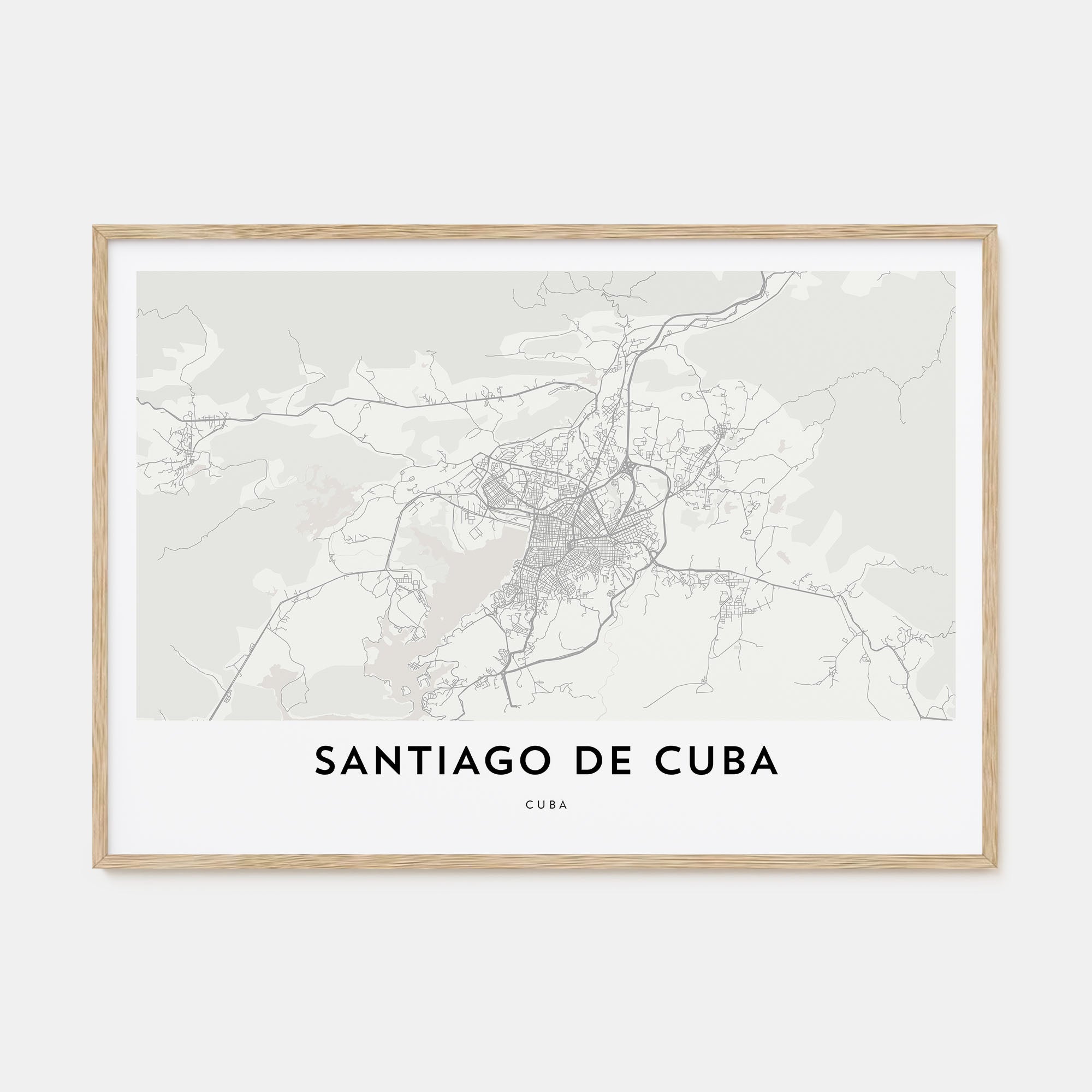 Santiago de Cuba Map Landscape Poster