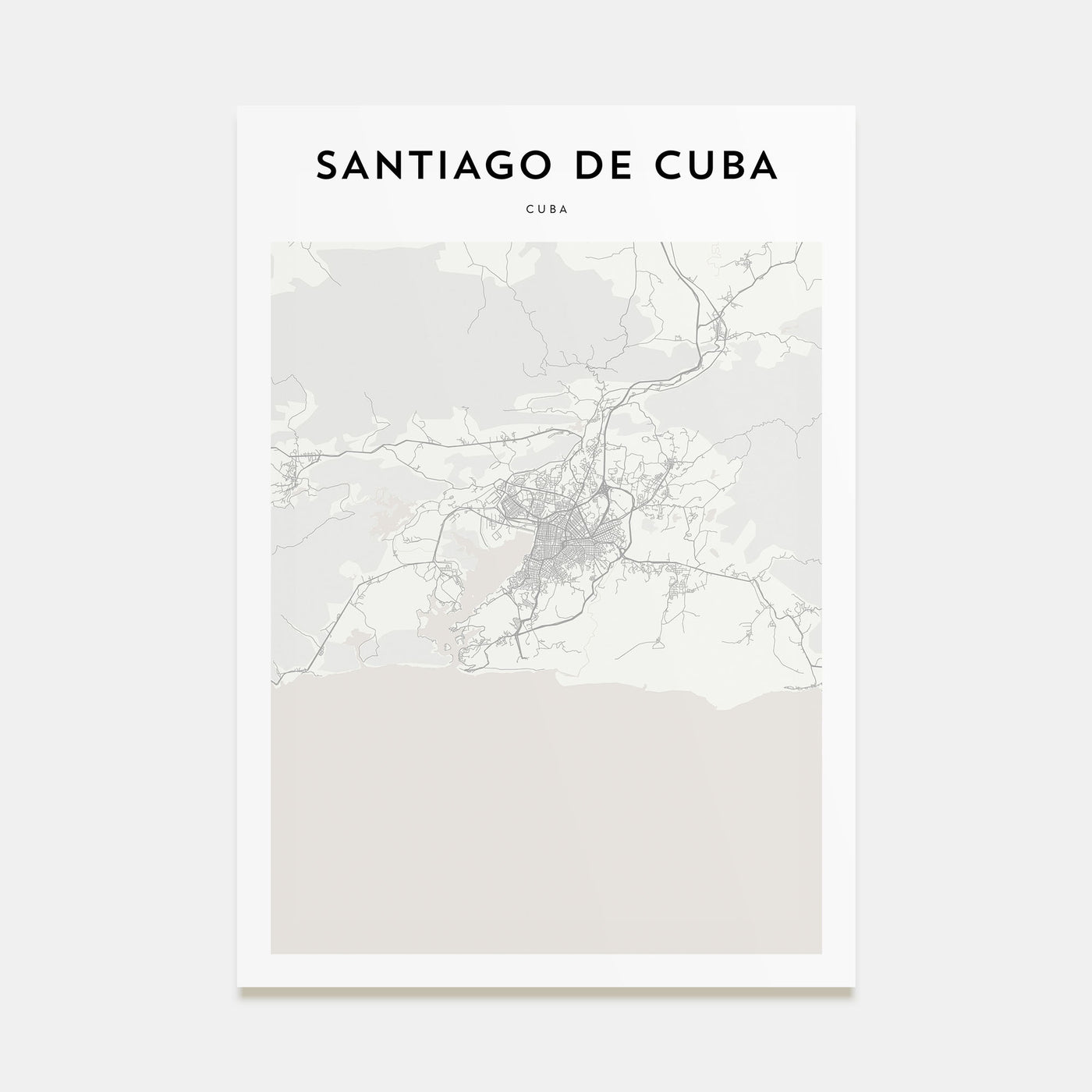 Santiago de Cuba Map Portrait Poster