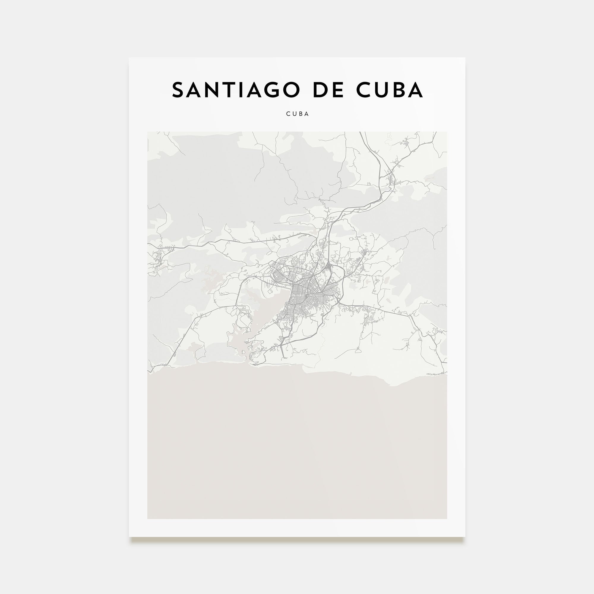Santiago de Cuba Map Portrait Poster