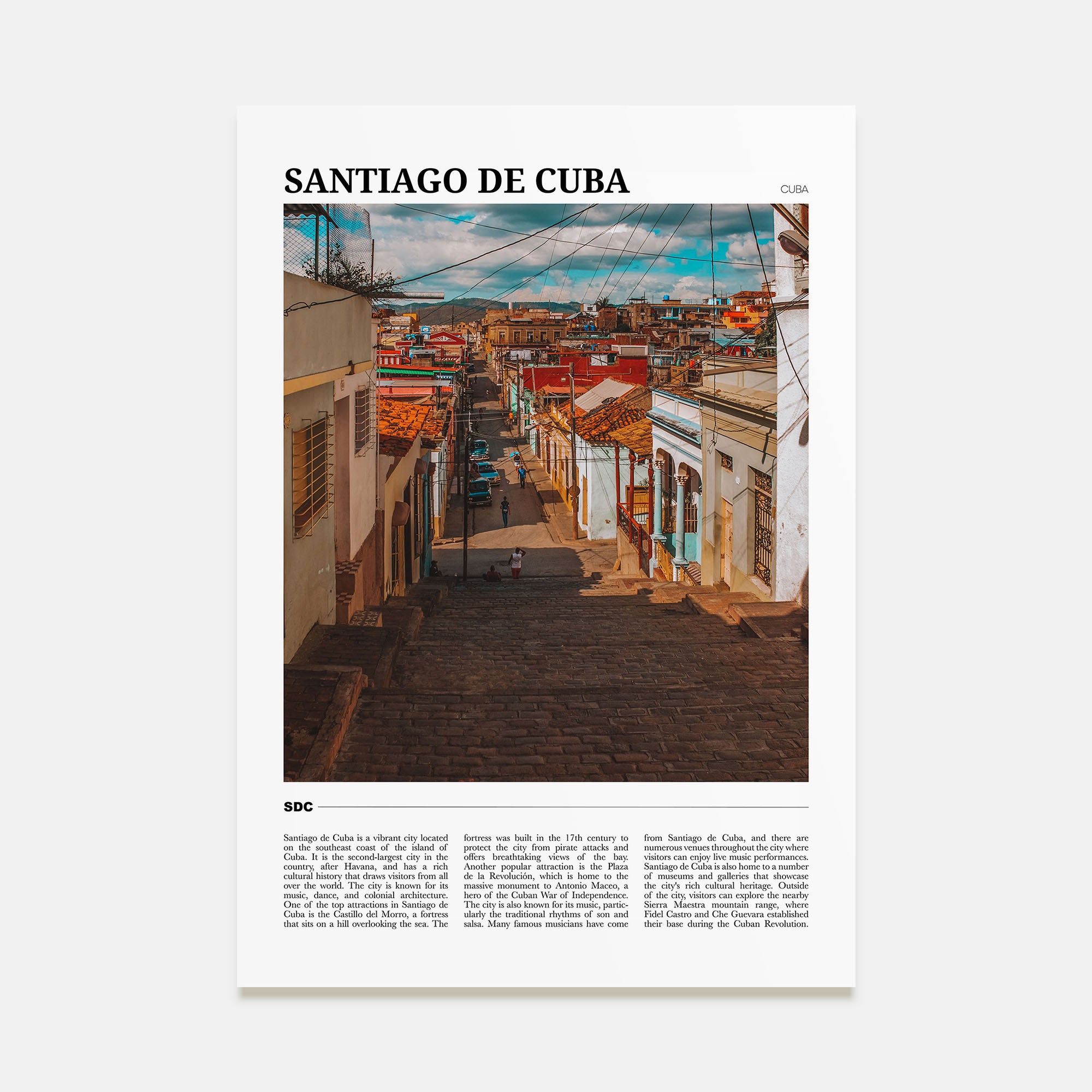 Santiago de Cuba Travel Color Poster