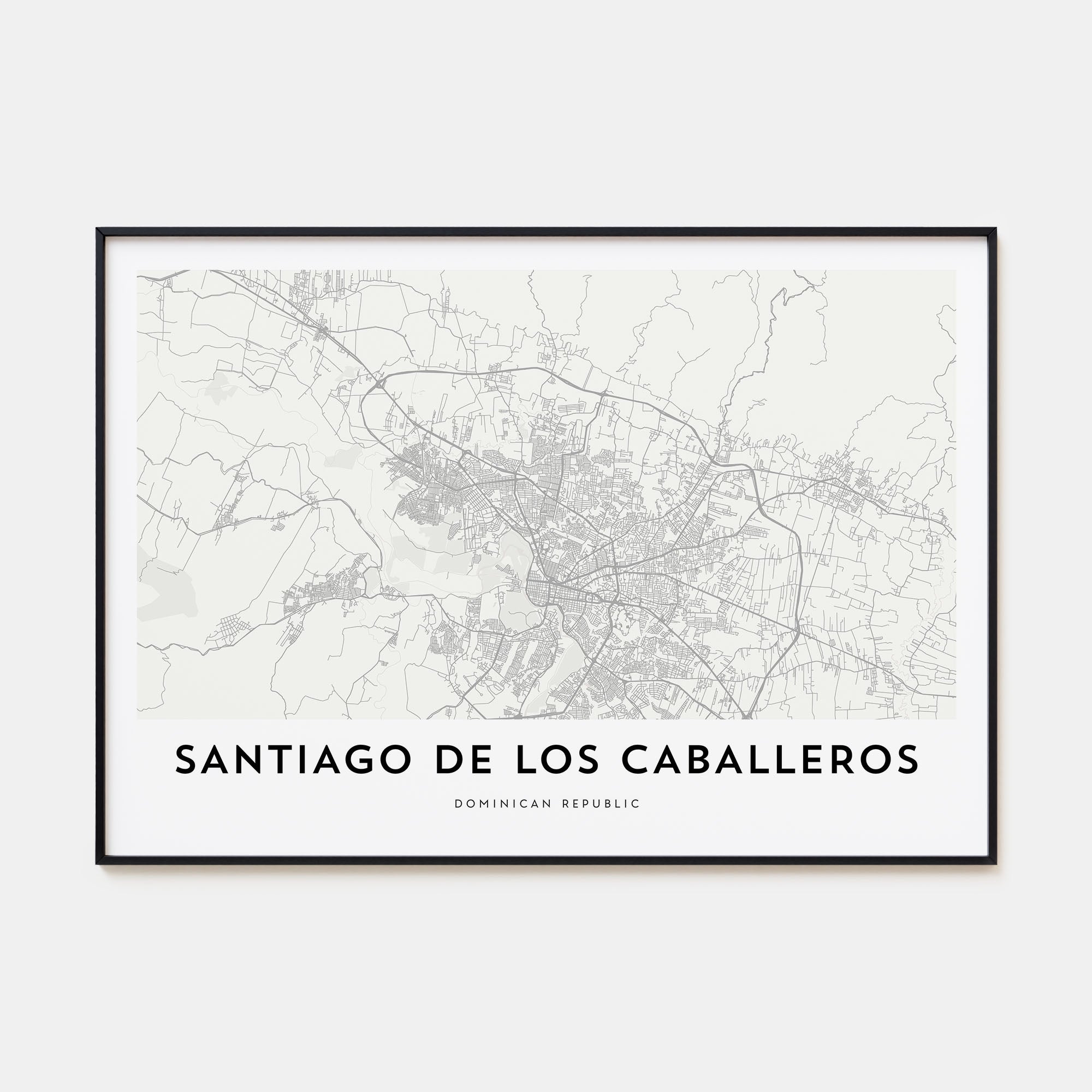 Santiago de los Caballeros Map Landscape Poster