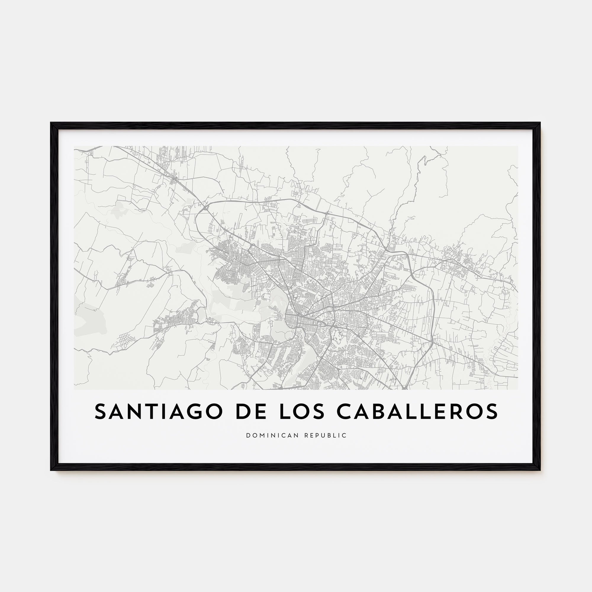Santiago de los Caballeros Map Landscape Poster