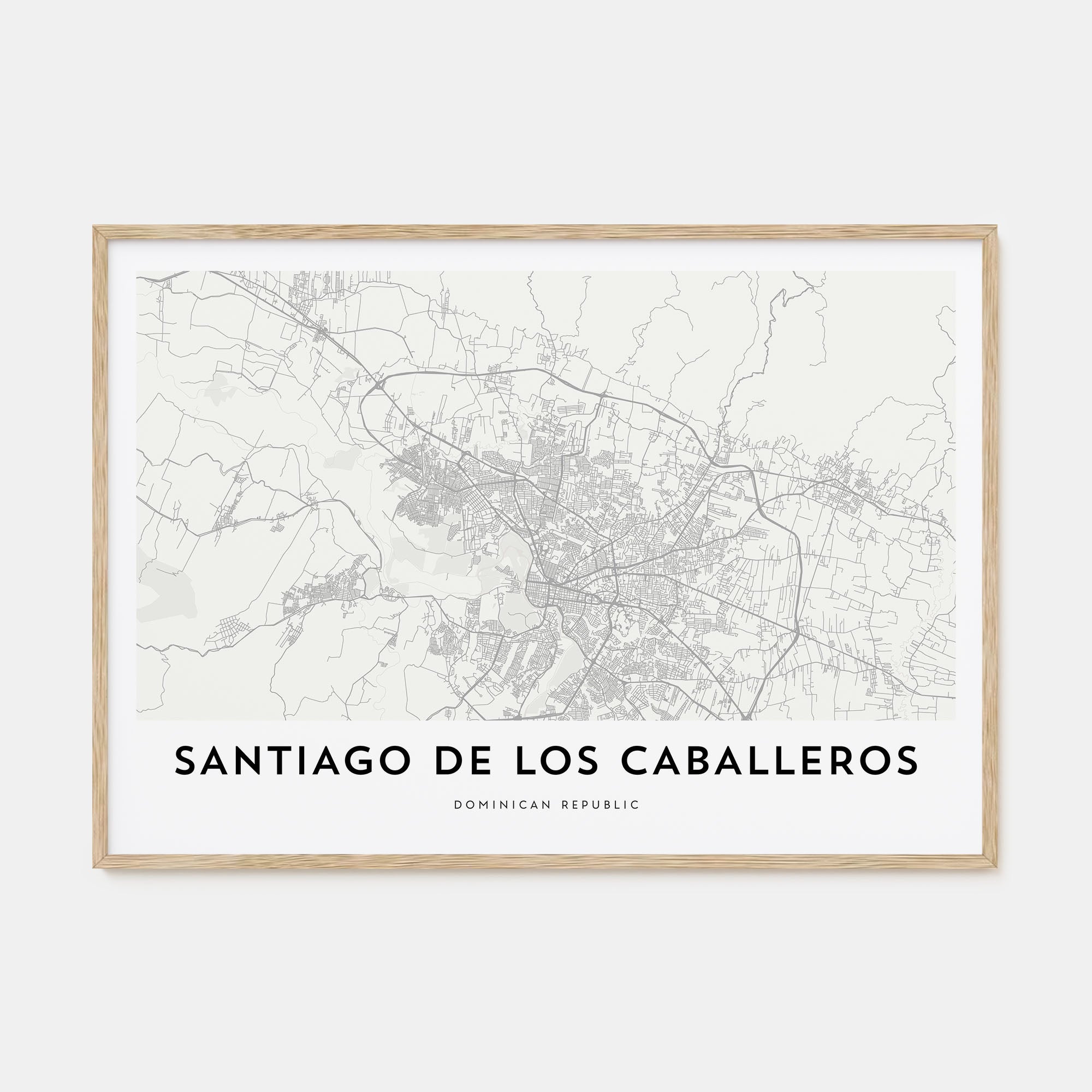 Santiago de los Caballeros Map Landscape Poster