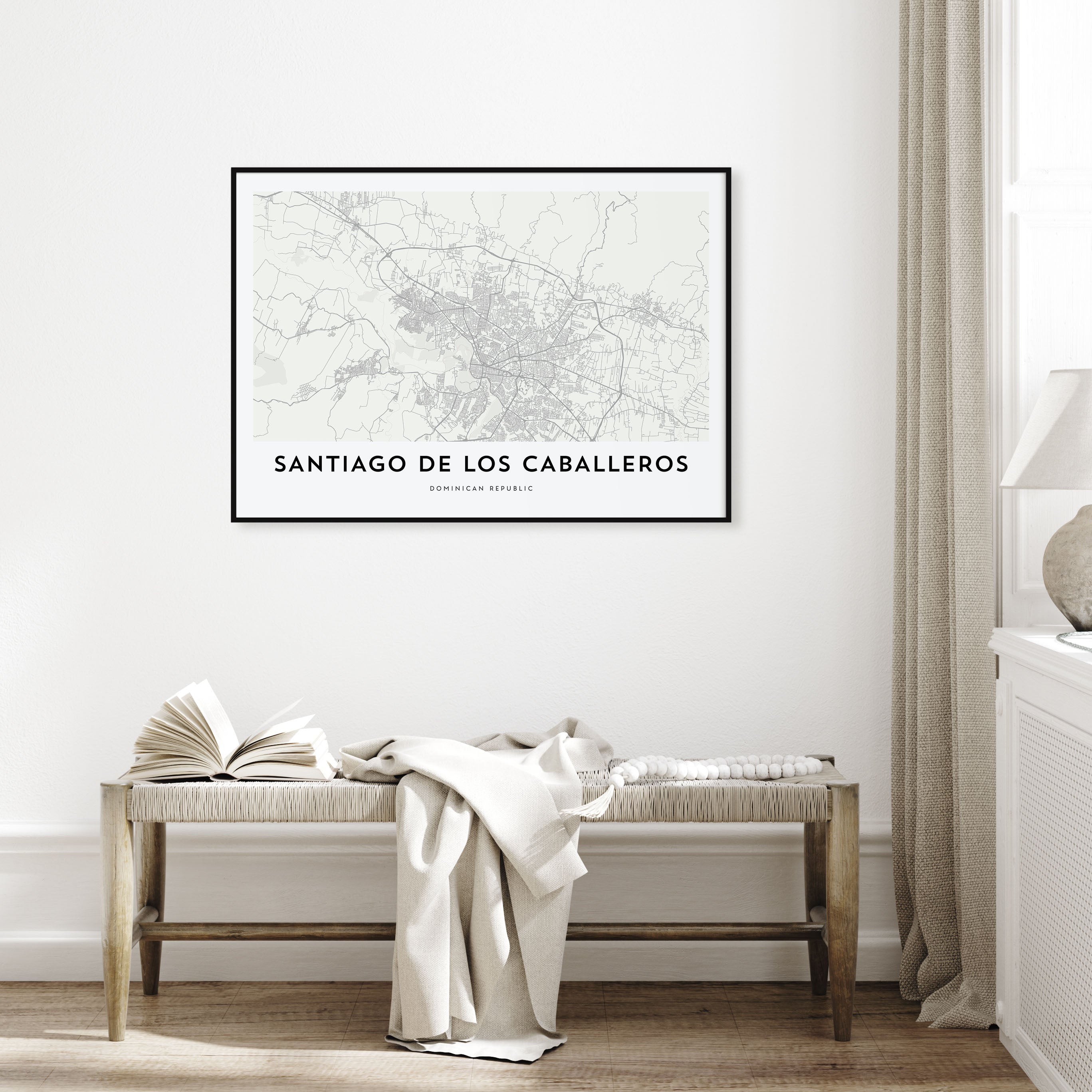 Santiago de los Caballeros Map Landscape Poster