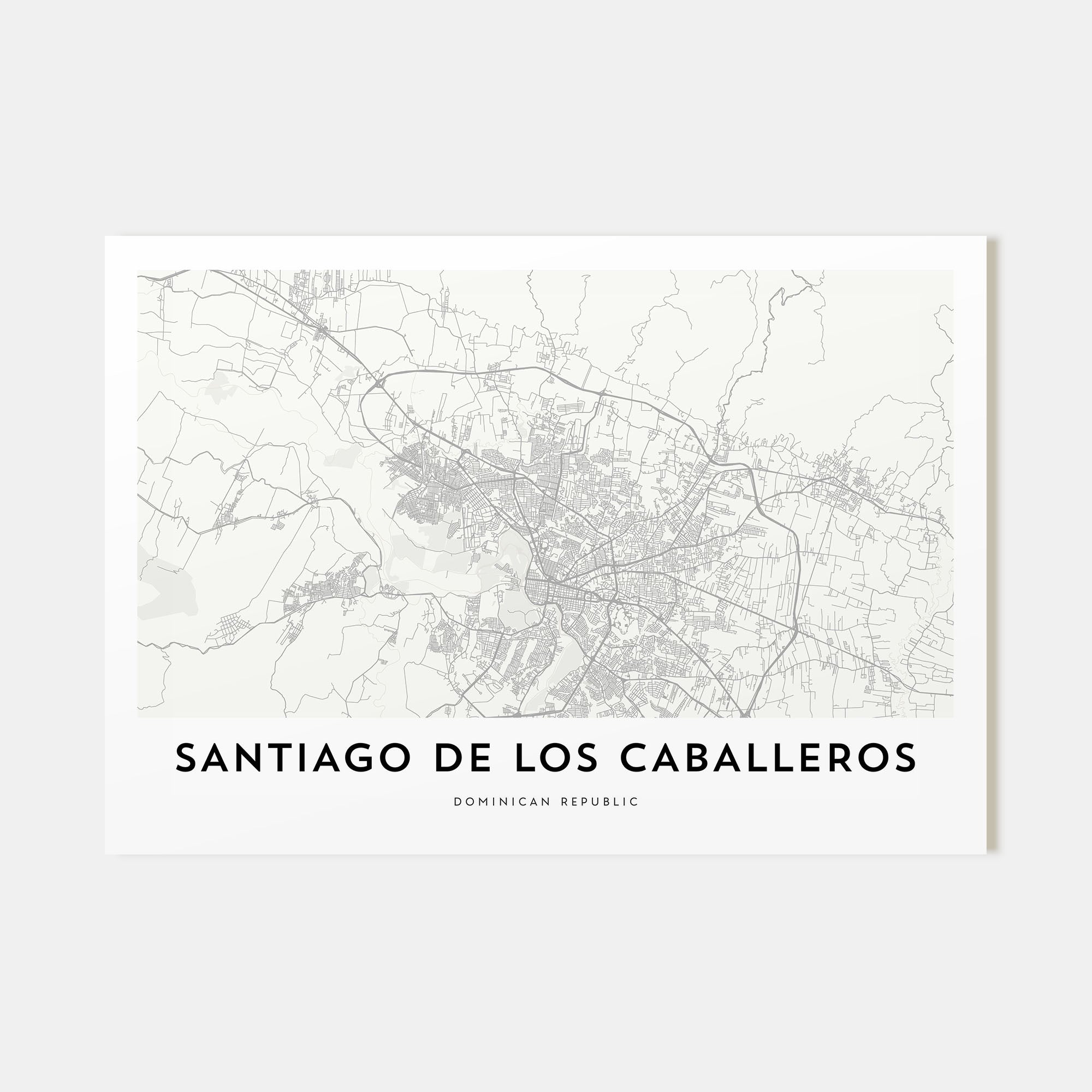 Santiago de los Caballeros Map Landscape Poster