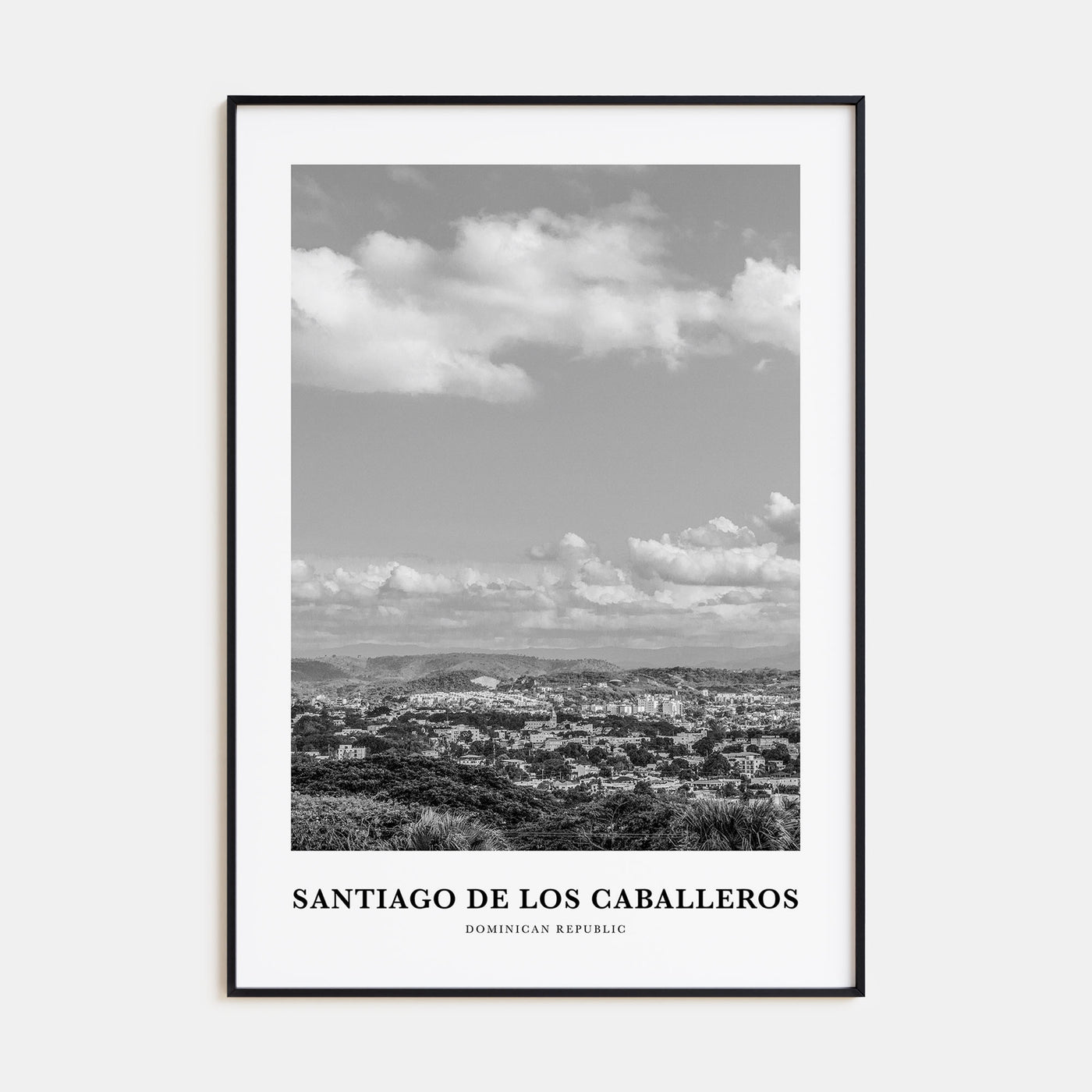 Santiago de los Caballeros Portrait B&W Poster