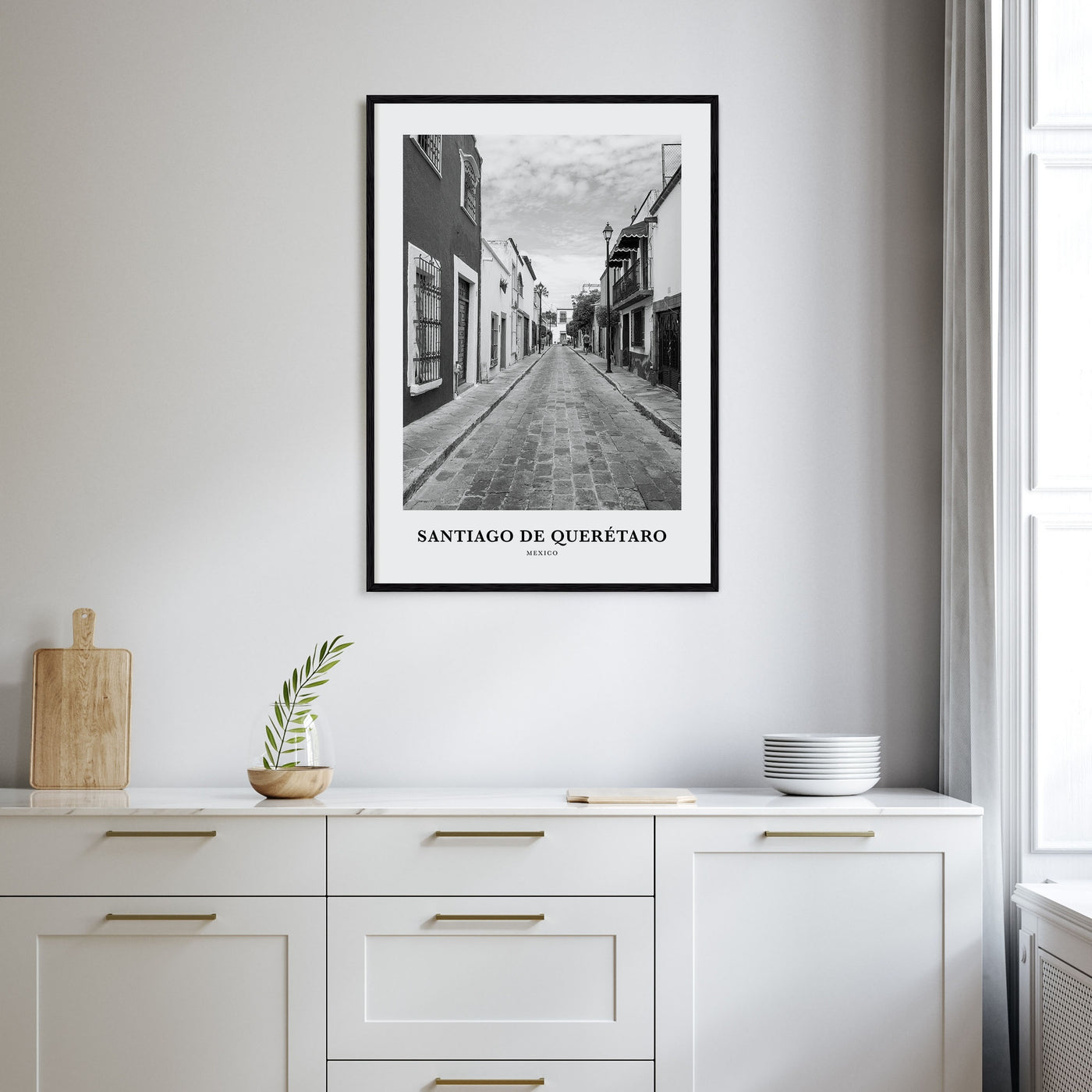 Santiago de Querétaro Portrait B&W Poster