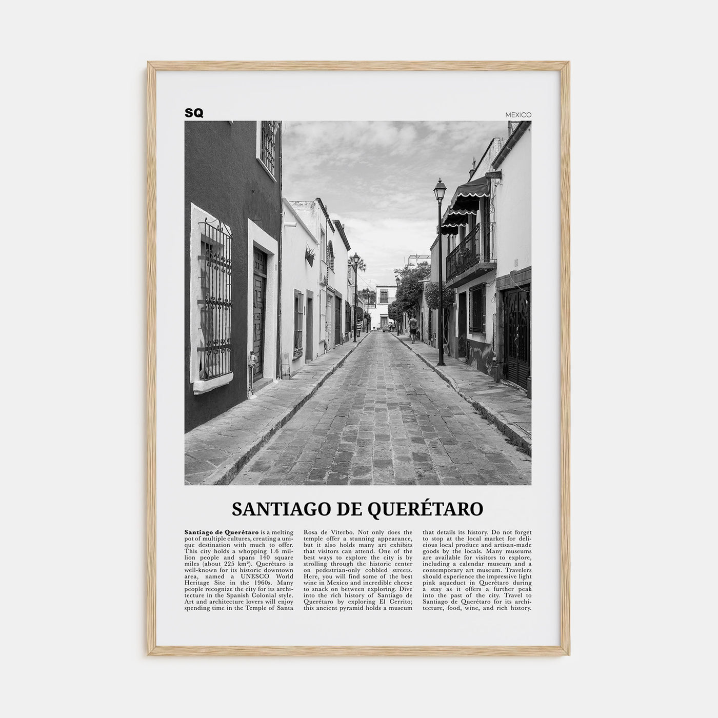 Santiago de Querétaro Travel B&W Poster