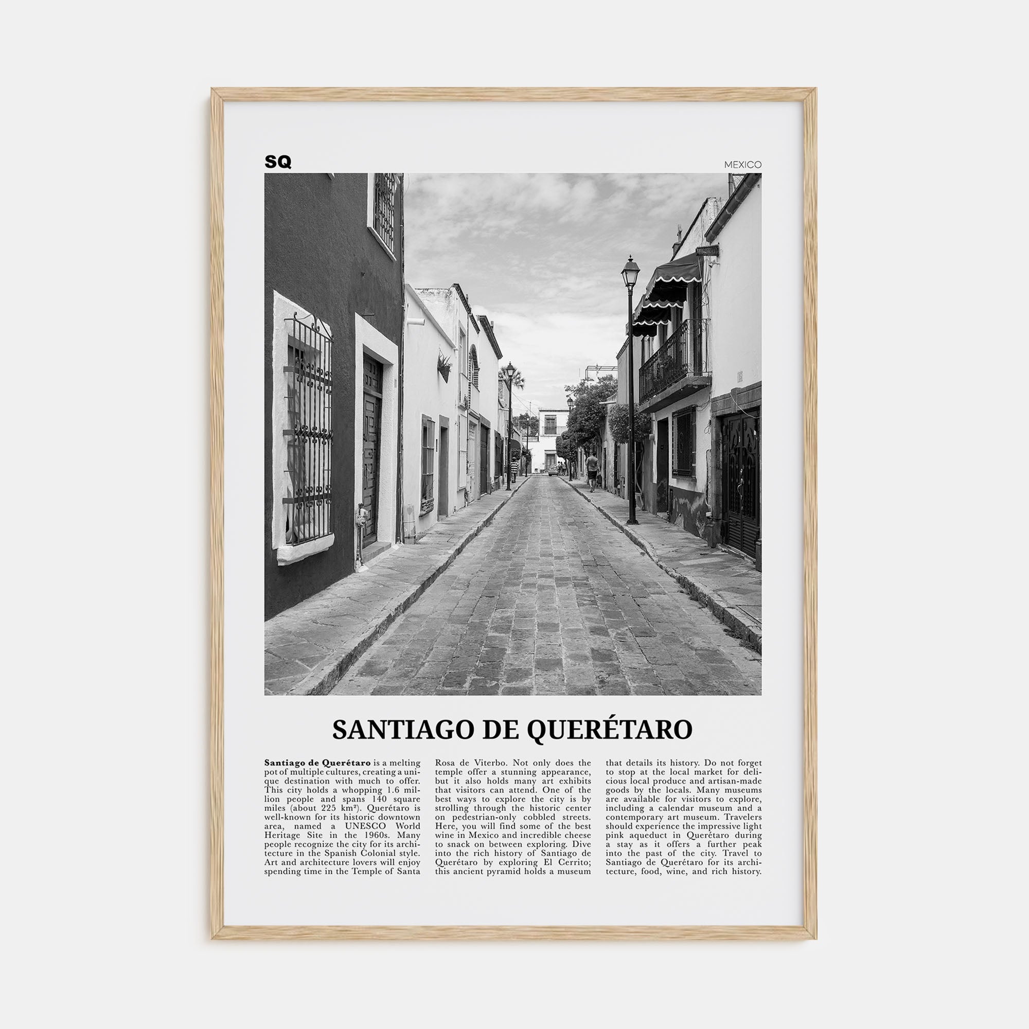 Santiago de Querétaro Travel B&W Poster