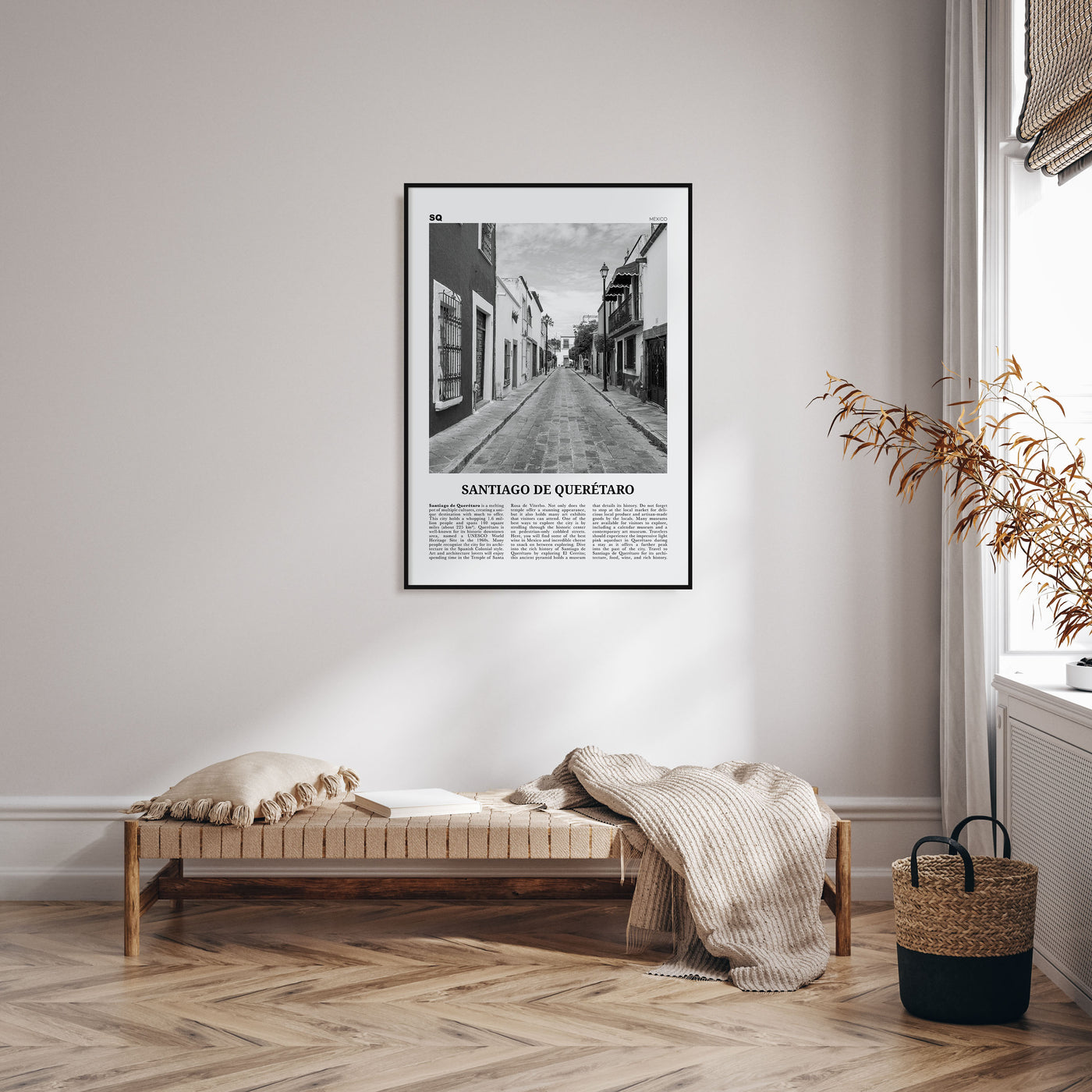 Santiago de Querétaro Travel B&W Poster