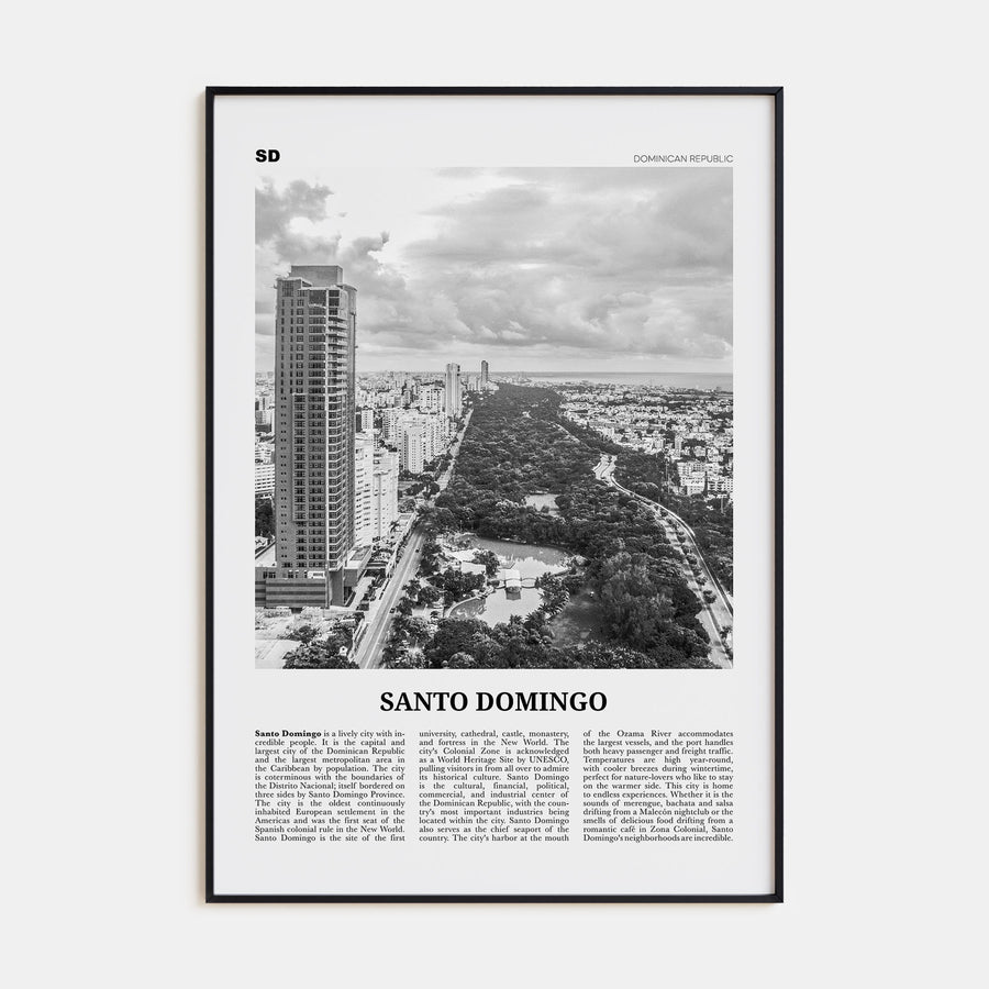 Santo Domingo Travel B&W Poster