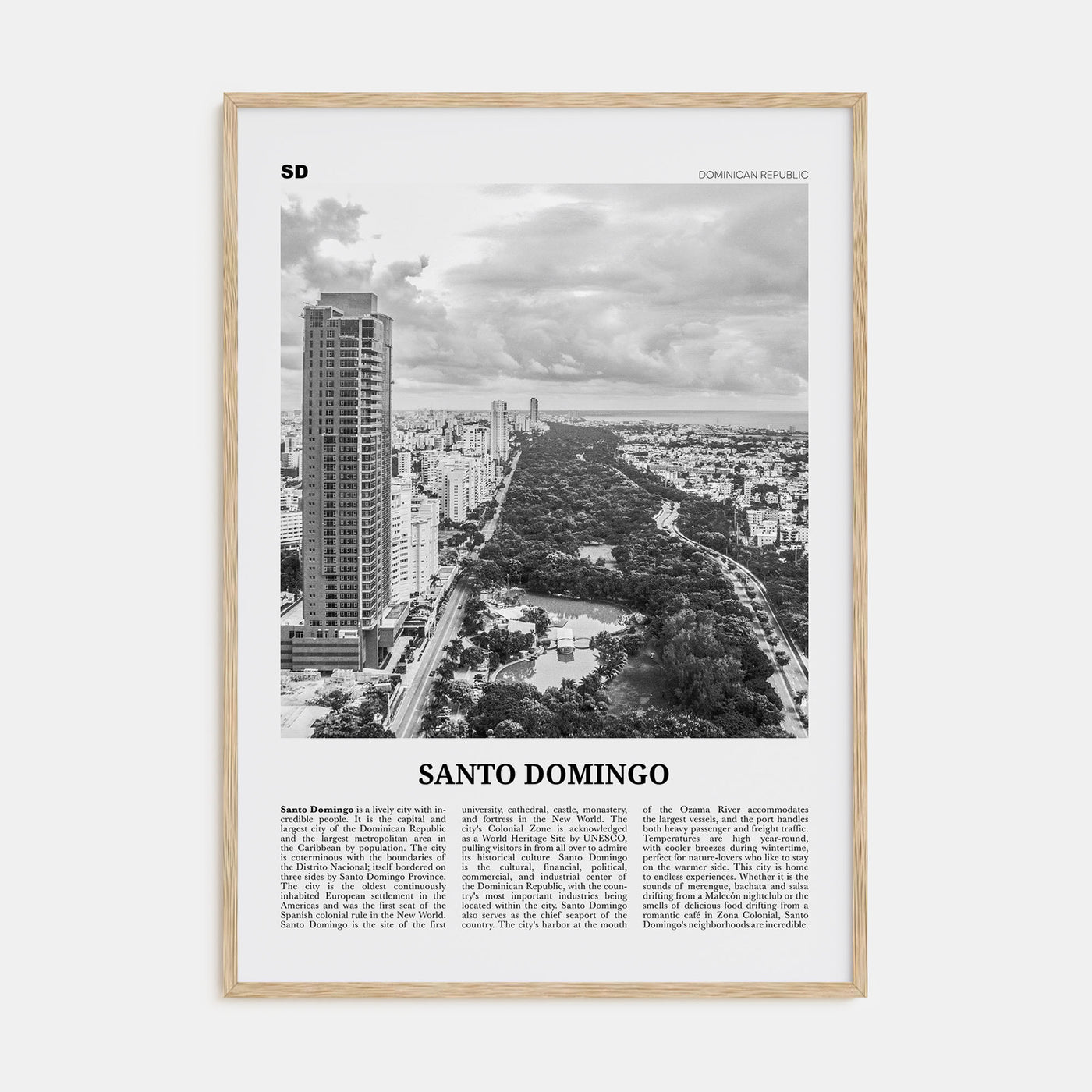 Santo Domingo Travel B&W Poster