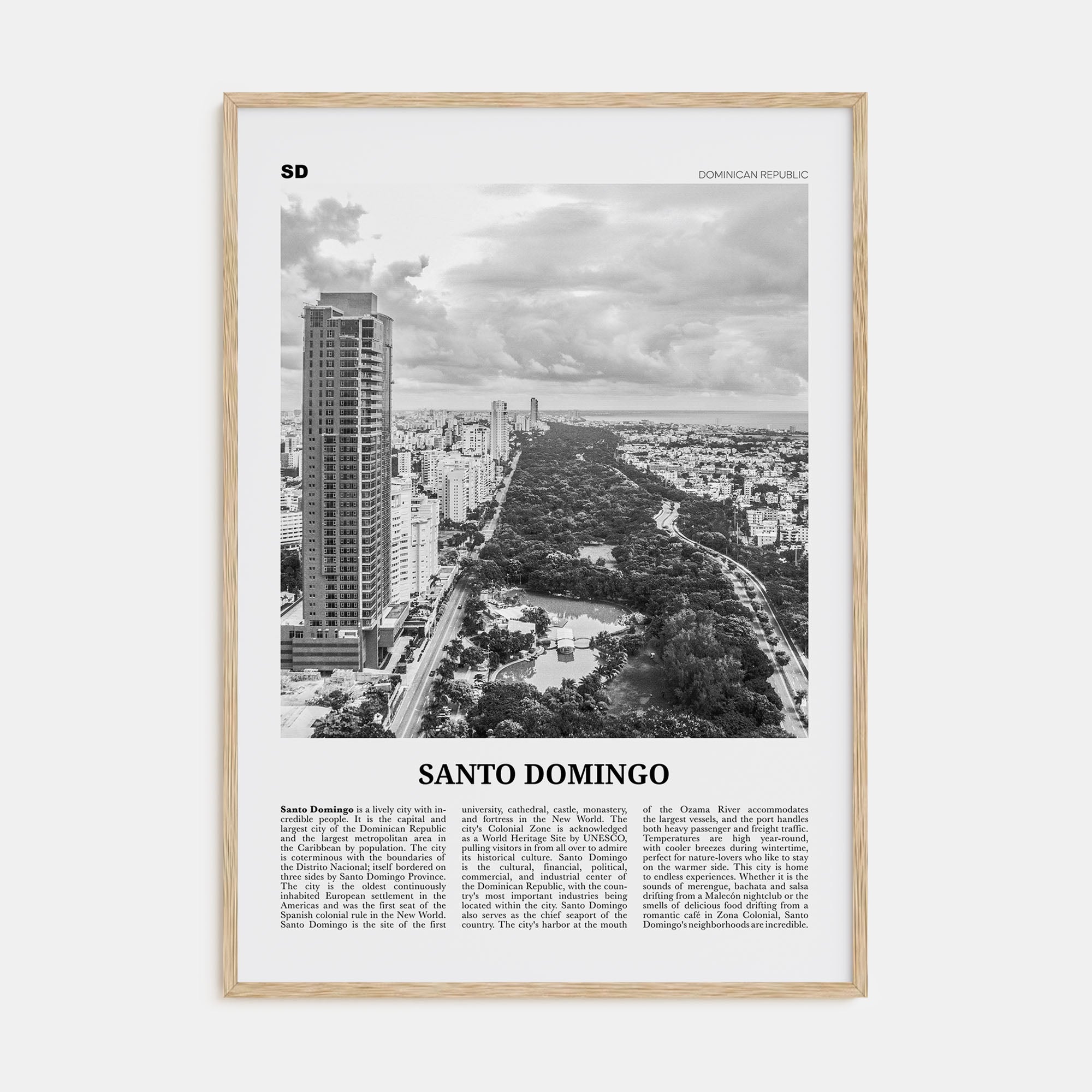 Santo Domingo Travel B&W Poster