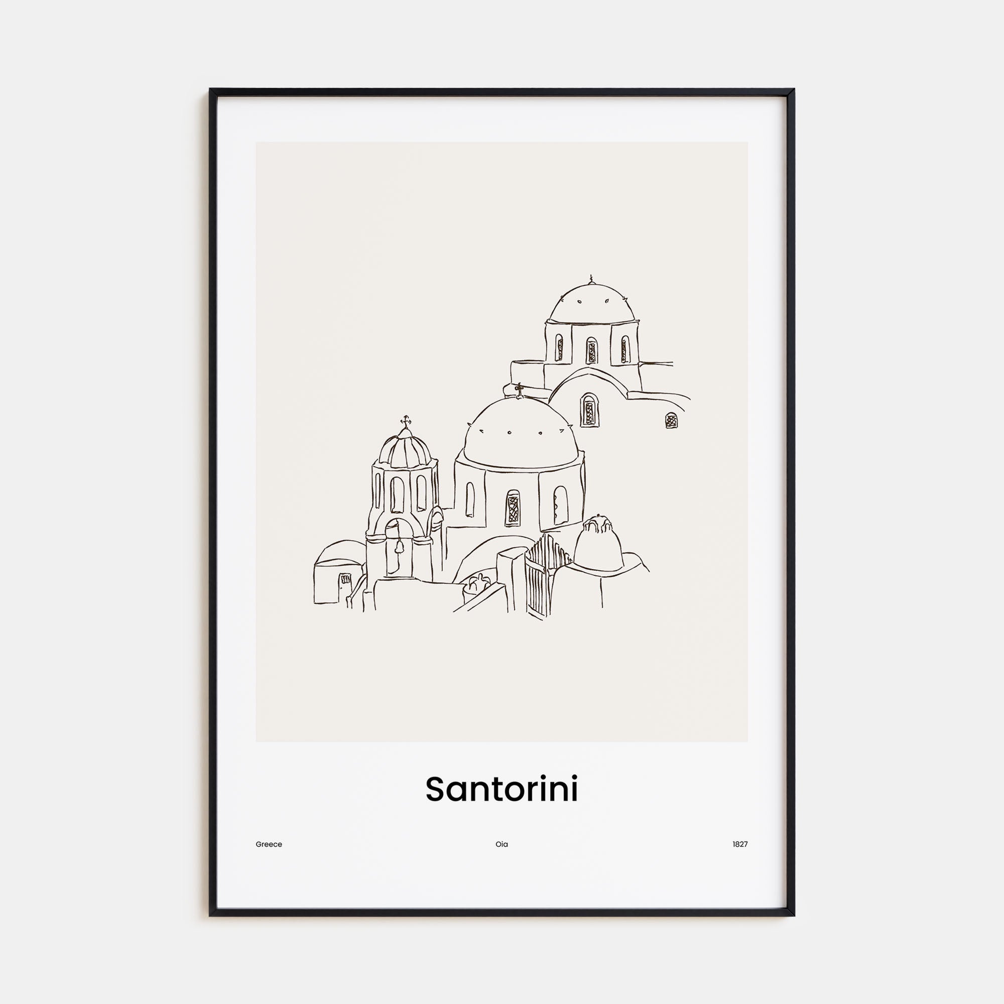 Santorini Drawn Poster