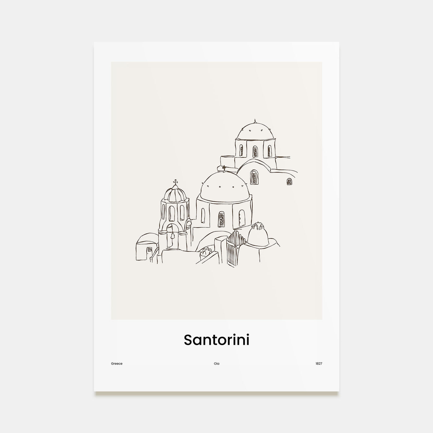 Santorini Drawn Poster