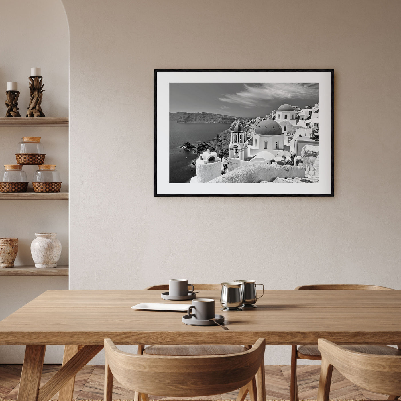 Santorini Landscape B&W Poster