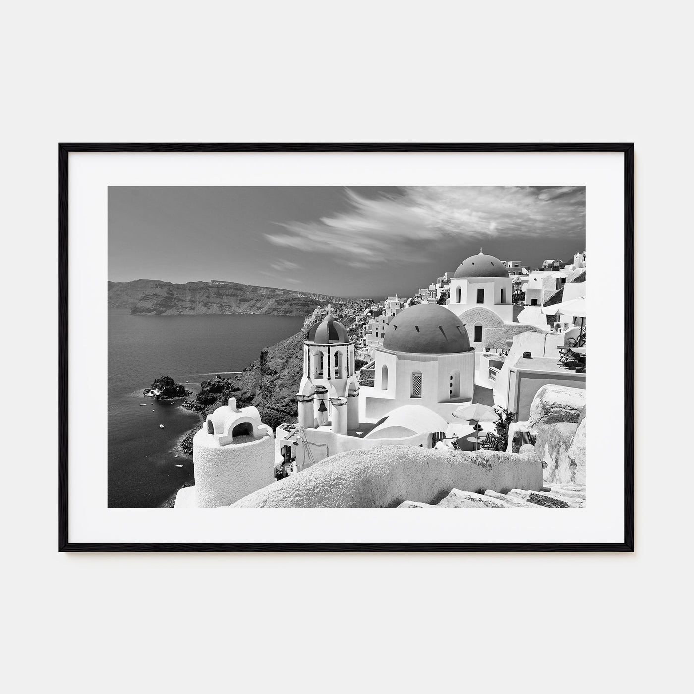 Santorini Landscape B&W Poster